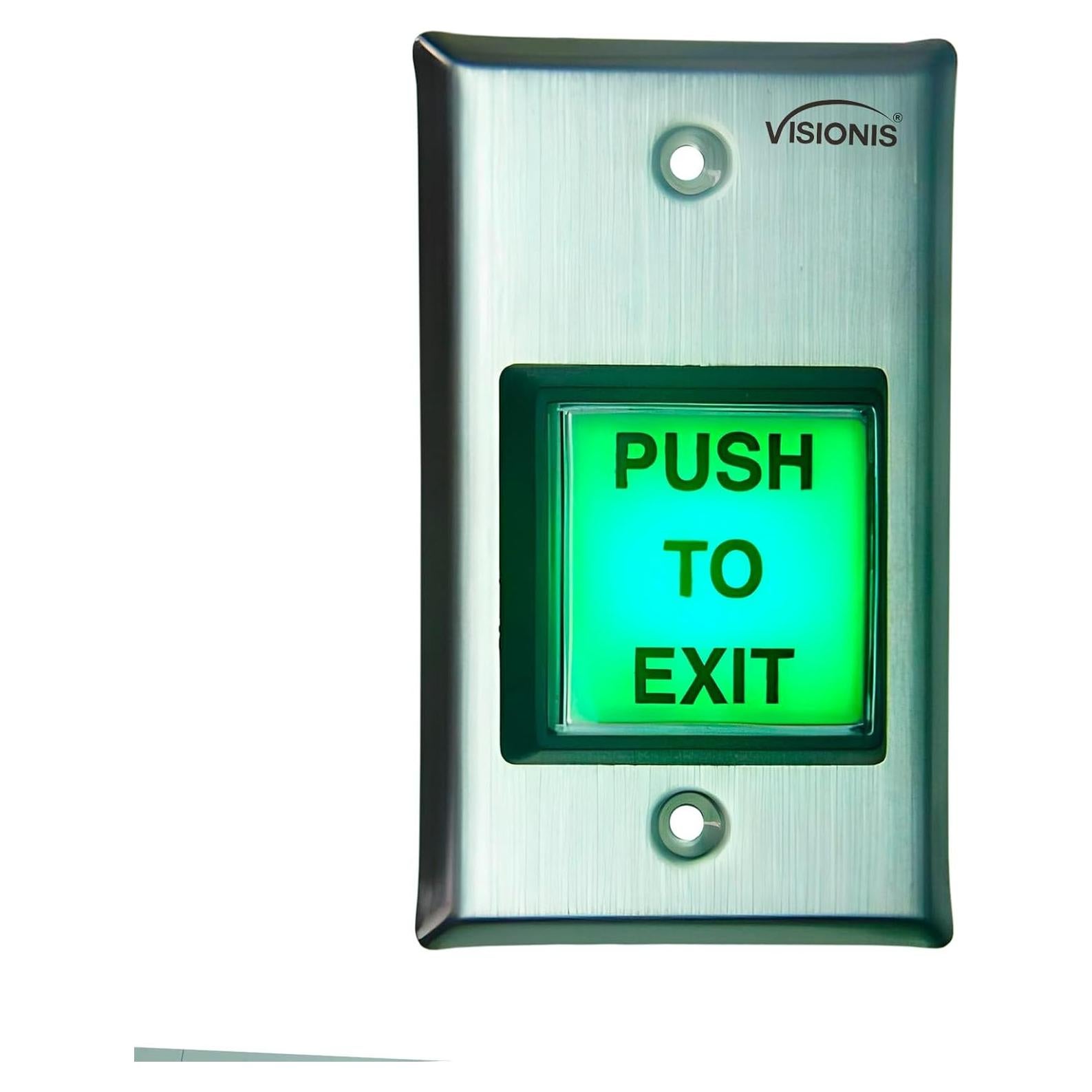 Botón de Salida Visionis VIS-7000 Verde Acero Inoxidable LED