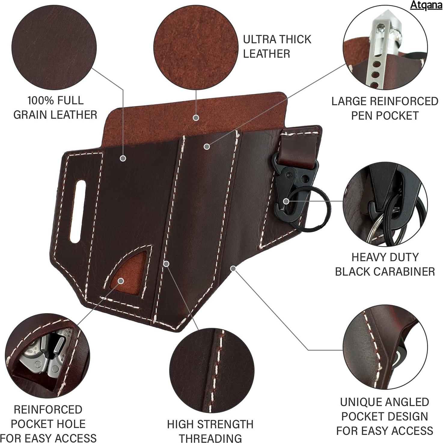 Funda de Cuero Premium Atqana para Multiherramienta EDC