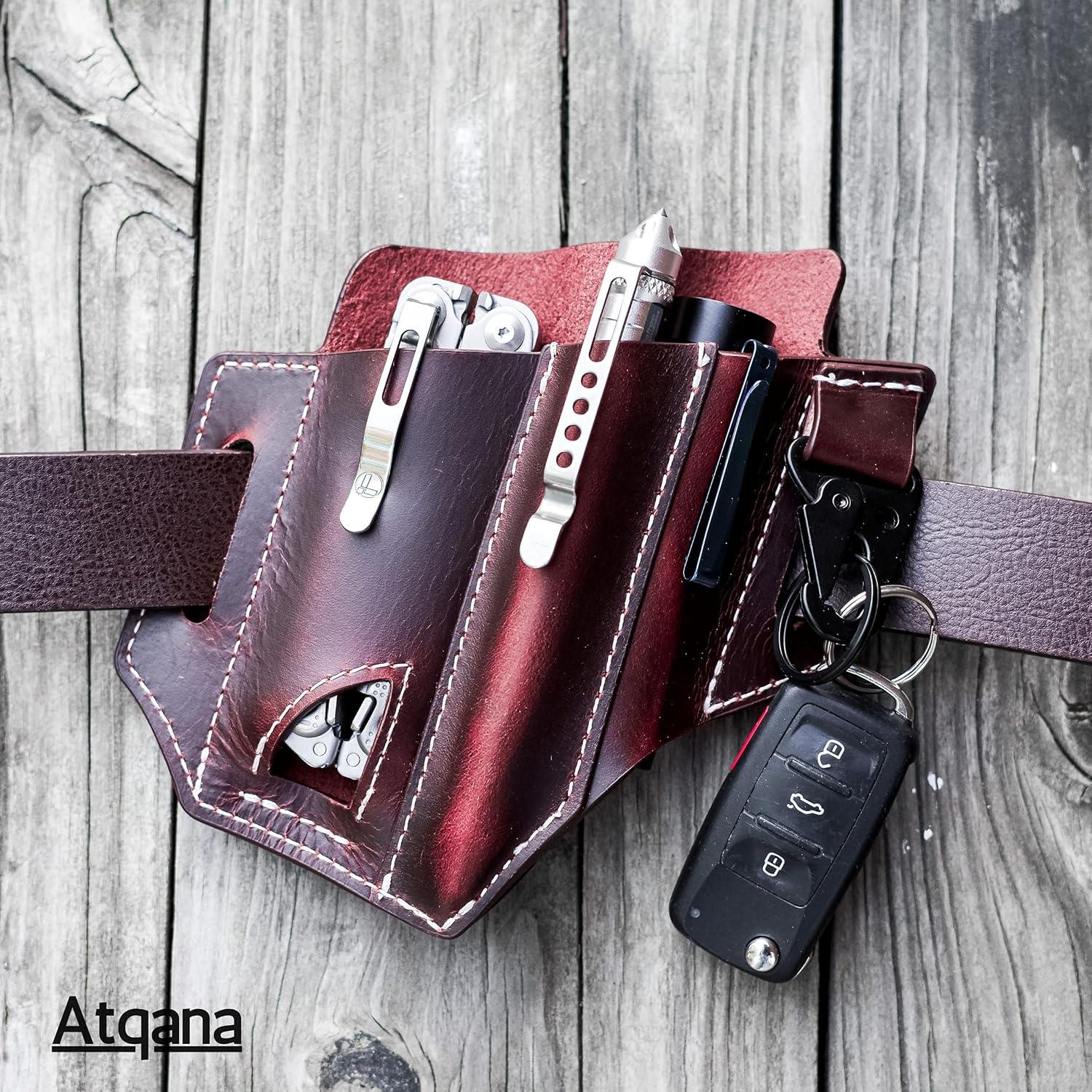 Funda de Cuero Premium Atqana para Multiherramienta EDC
