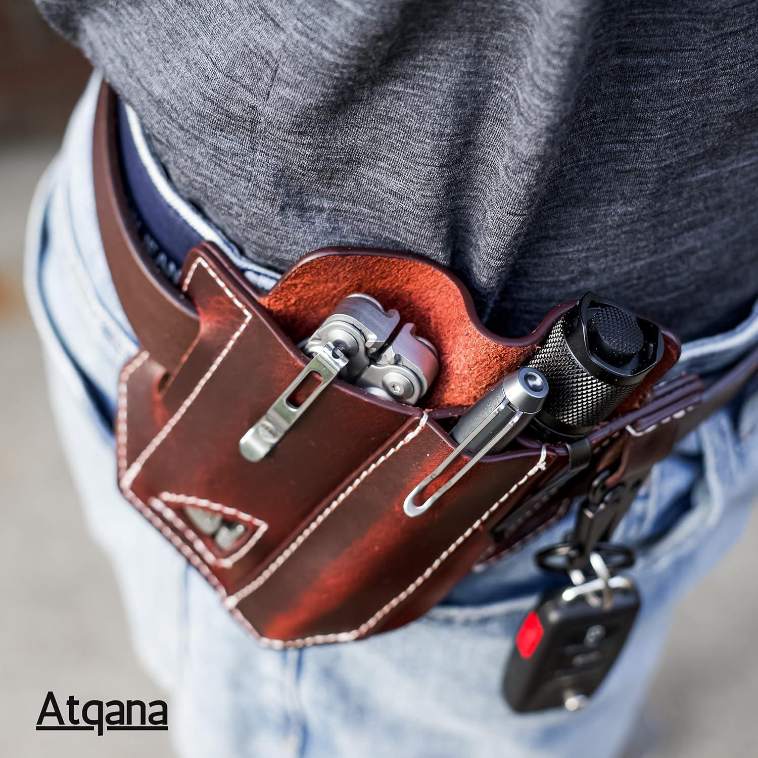 Funda de Cuero Premium Atqana para Multiherramienta EDC