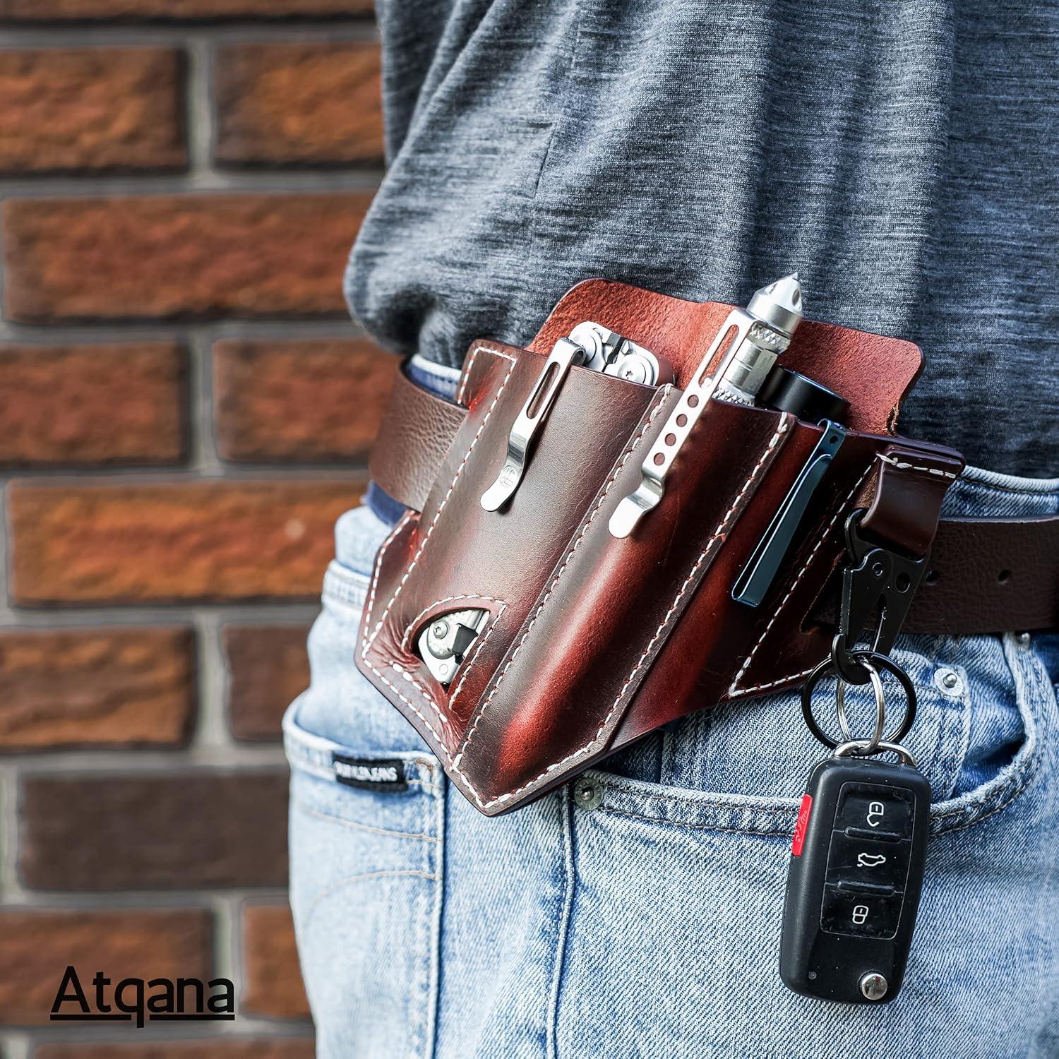 Funda de Cuero Premium Atqana para Multiherramienta EDC