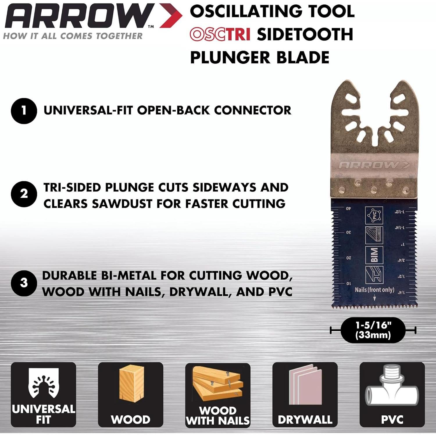 Hoja de Sierra Plunger Bi-Metal Arrow OSCTRI-1 para Madera y PVC