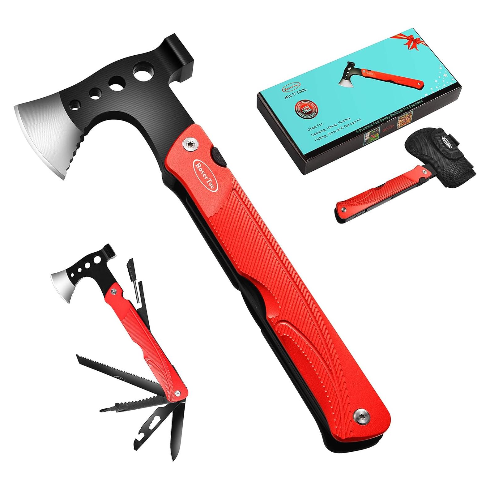 Hacha Multiherramienta RoverTac 14-en-1 para Camping y Supervivencia