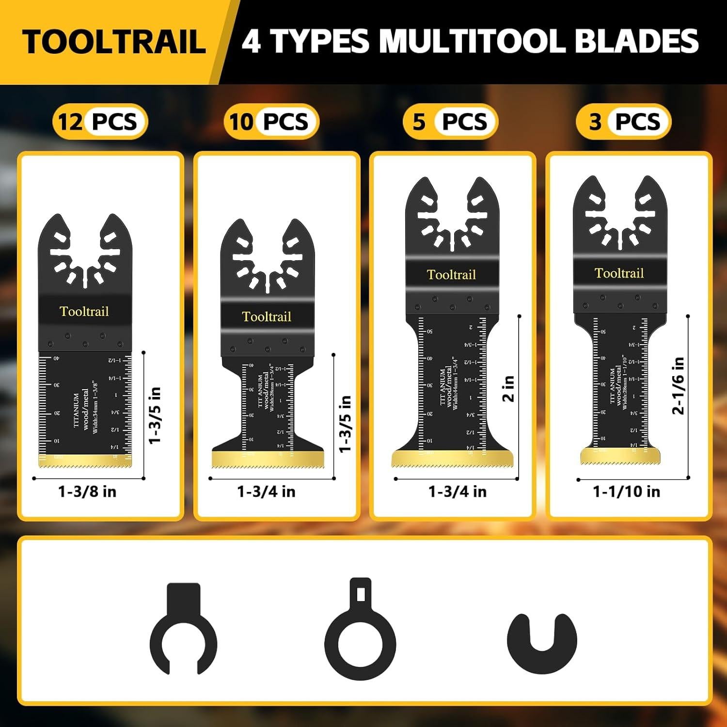30 Cuchillas Oscilantes Titanio Tooltrail para Metal y Madera