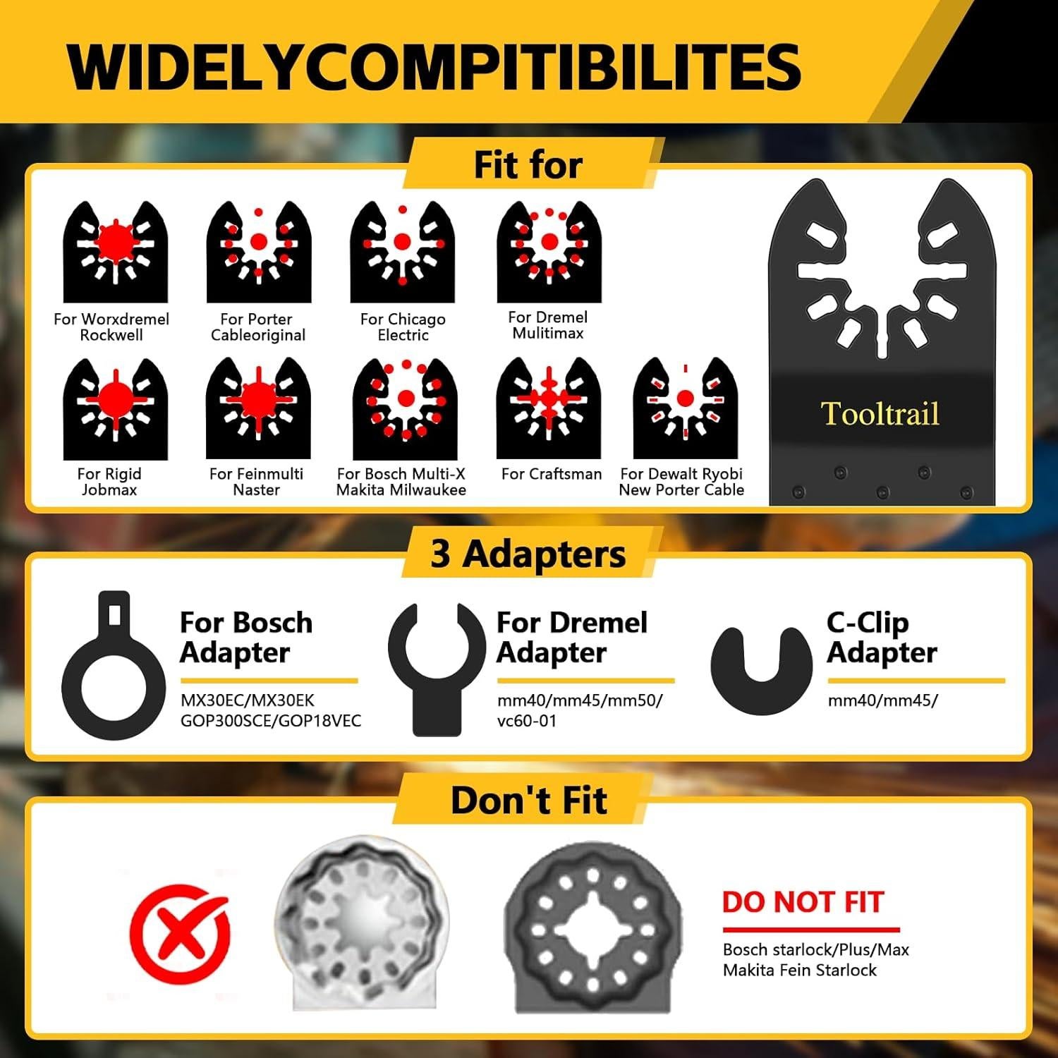 30 Cuchillas Oscilantes Titanio Tooltrail para Metal y Madera