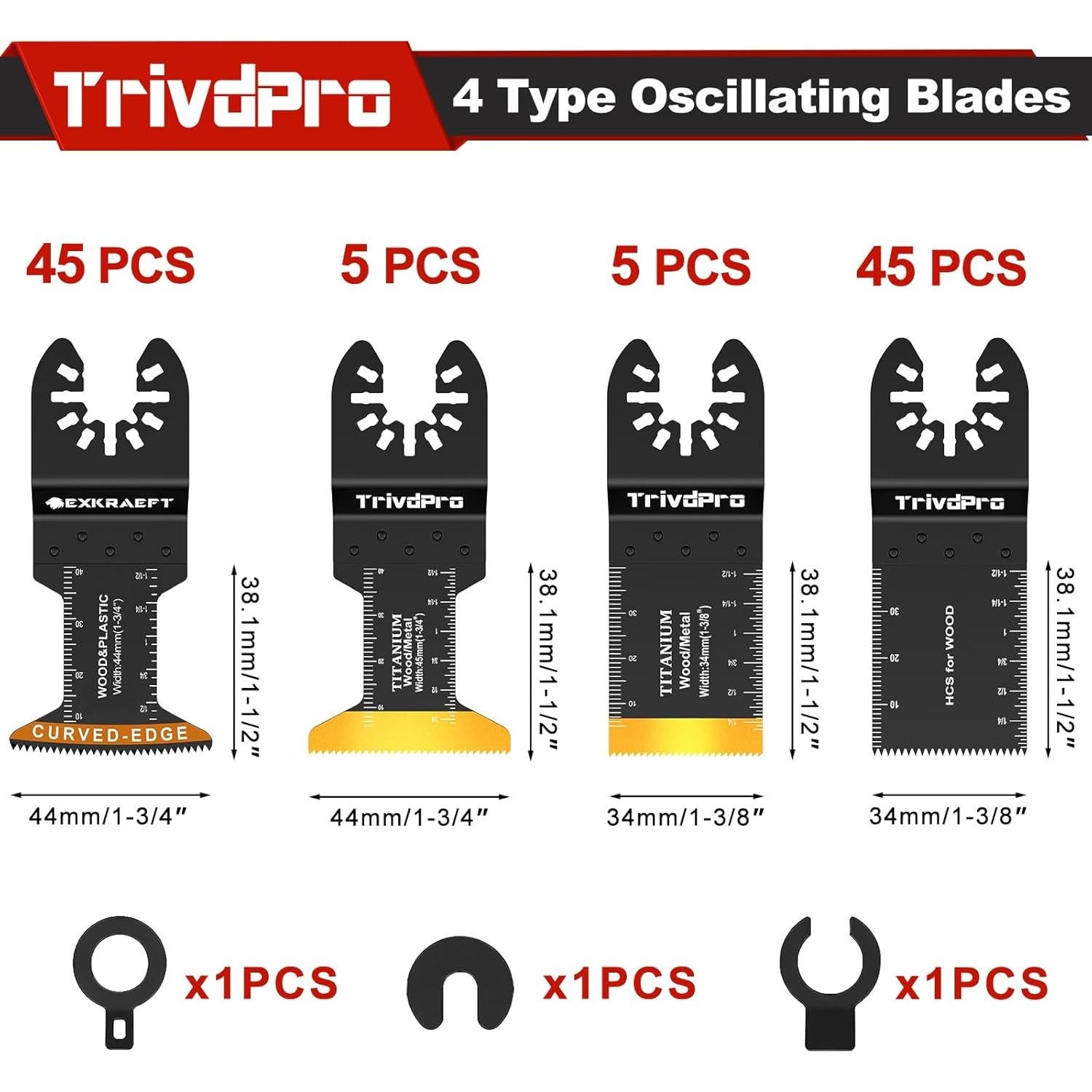 Kits de 100 Hojas de Sierra Oscilante TrivdPro para Metal y Madera