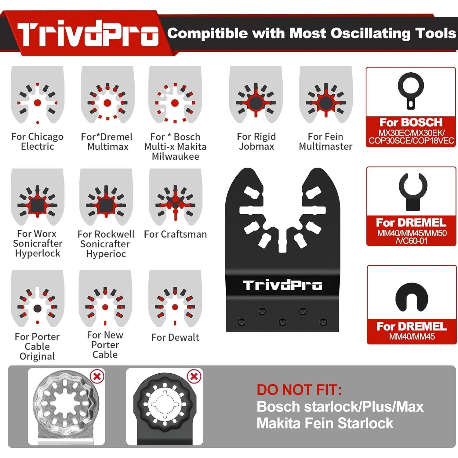 Kits de 100 Hojas de Sierra Oscilante TrivdPro para Metal y Madera