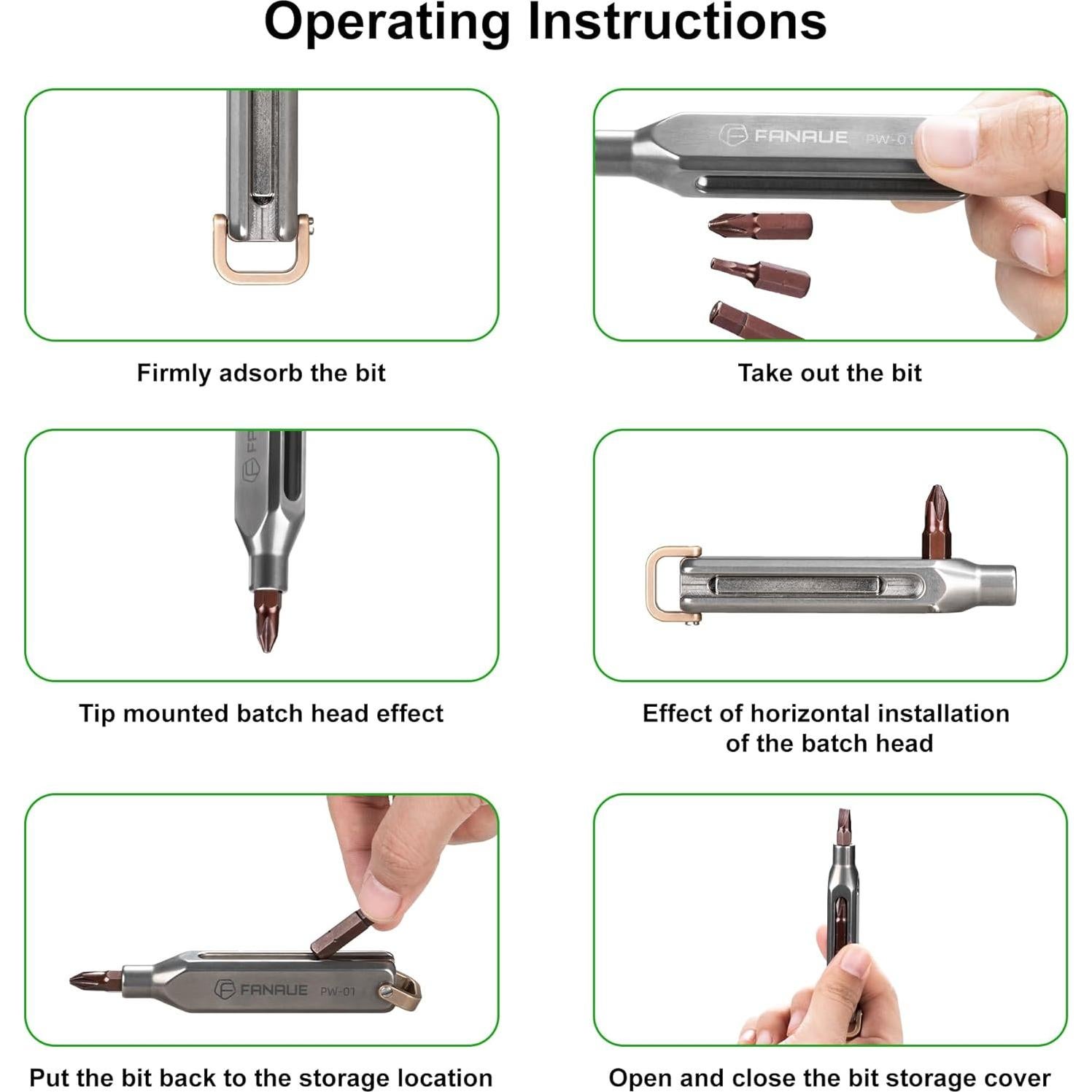 Destornillador de bolsillo EDC FANAUE de titanio 10 en 1