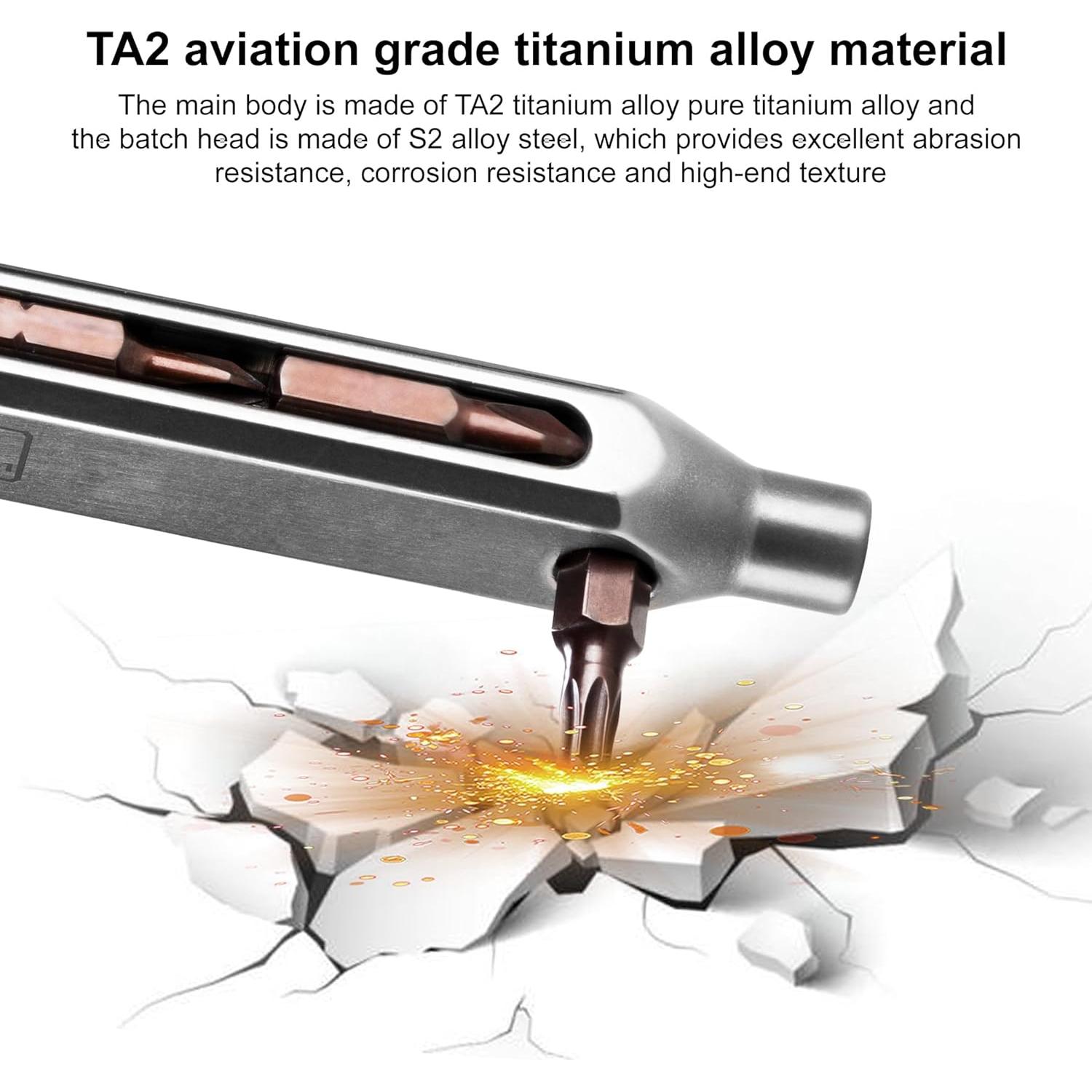 Destornillador de bolsillo EDC FANAUE de titanio 10 en 1