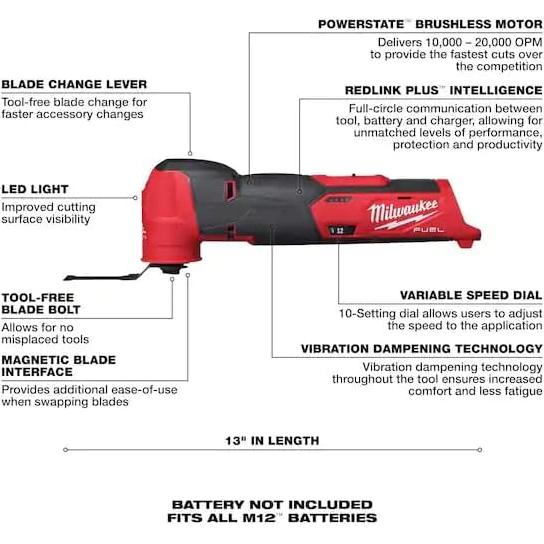 Kit Herramienta Oscilante Inalámbrica Milwaukee M12 FUEL 12V