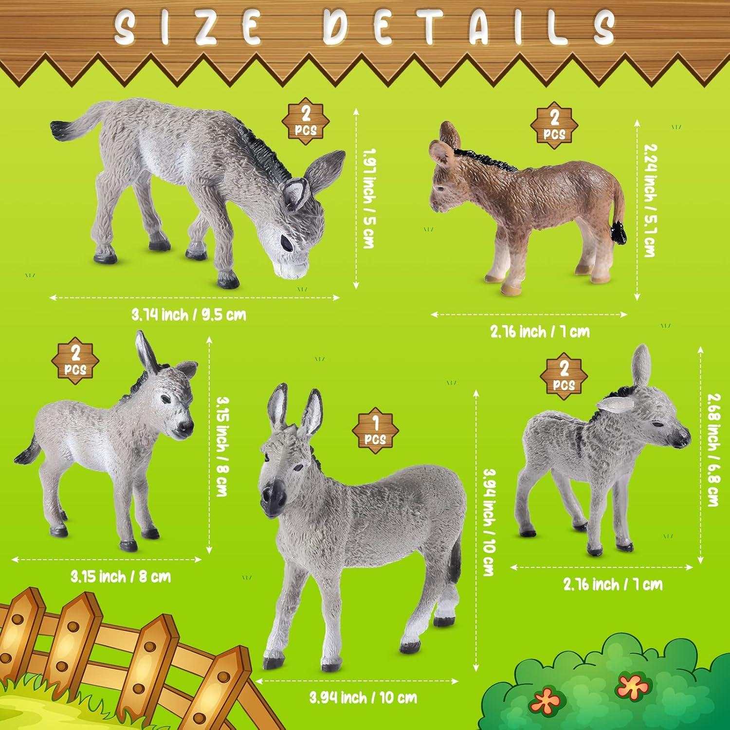 Figuritas de Burro Deekin 9 Pcs Juguetes Realistas