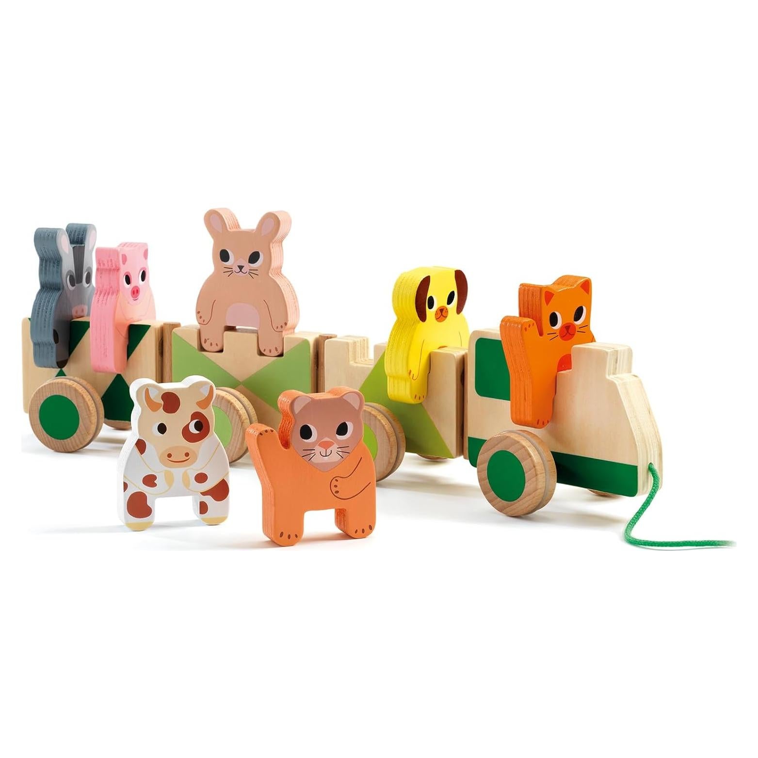 Tren de Animales de Granja DJECO - Madera 41.65x8.64cm