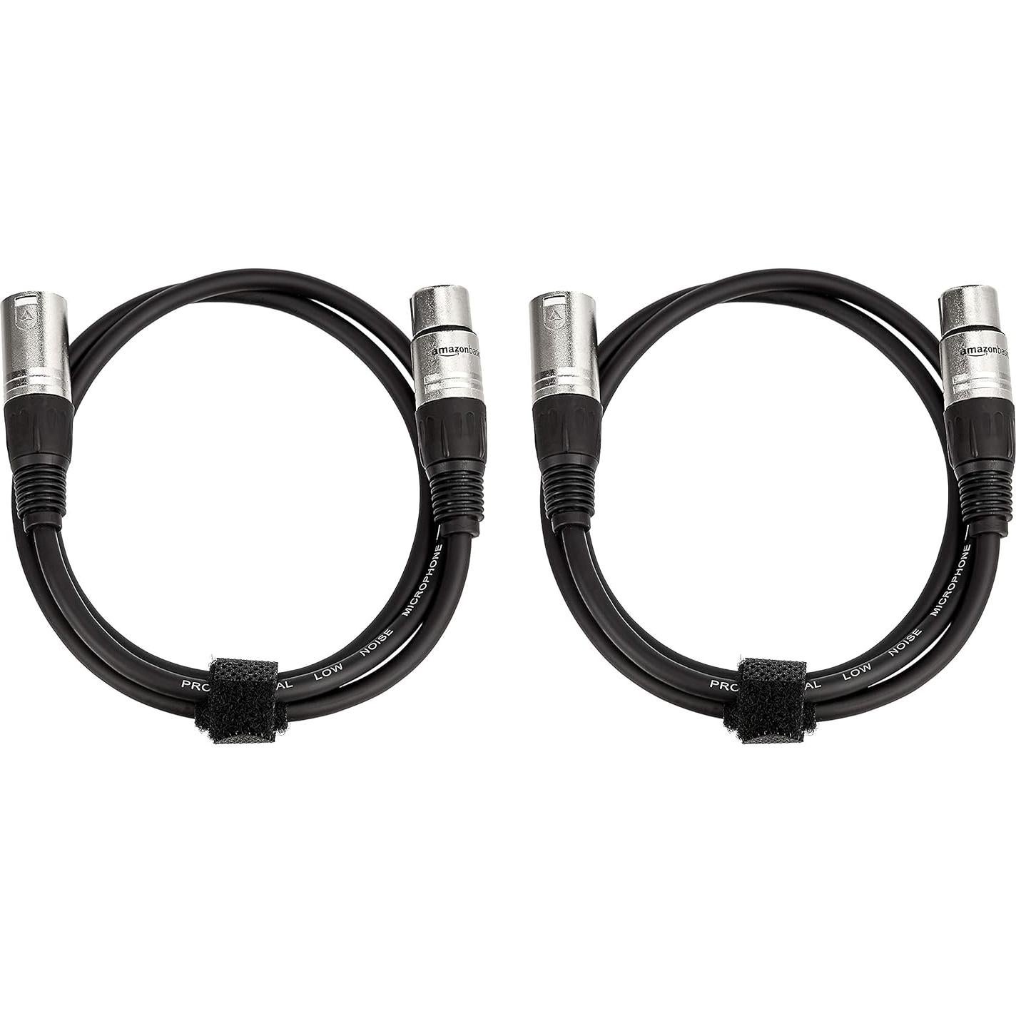 Cable de Micrófono XLR Amazon Basics 0.91m Paquete de 2 Negro