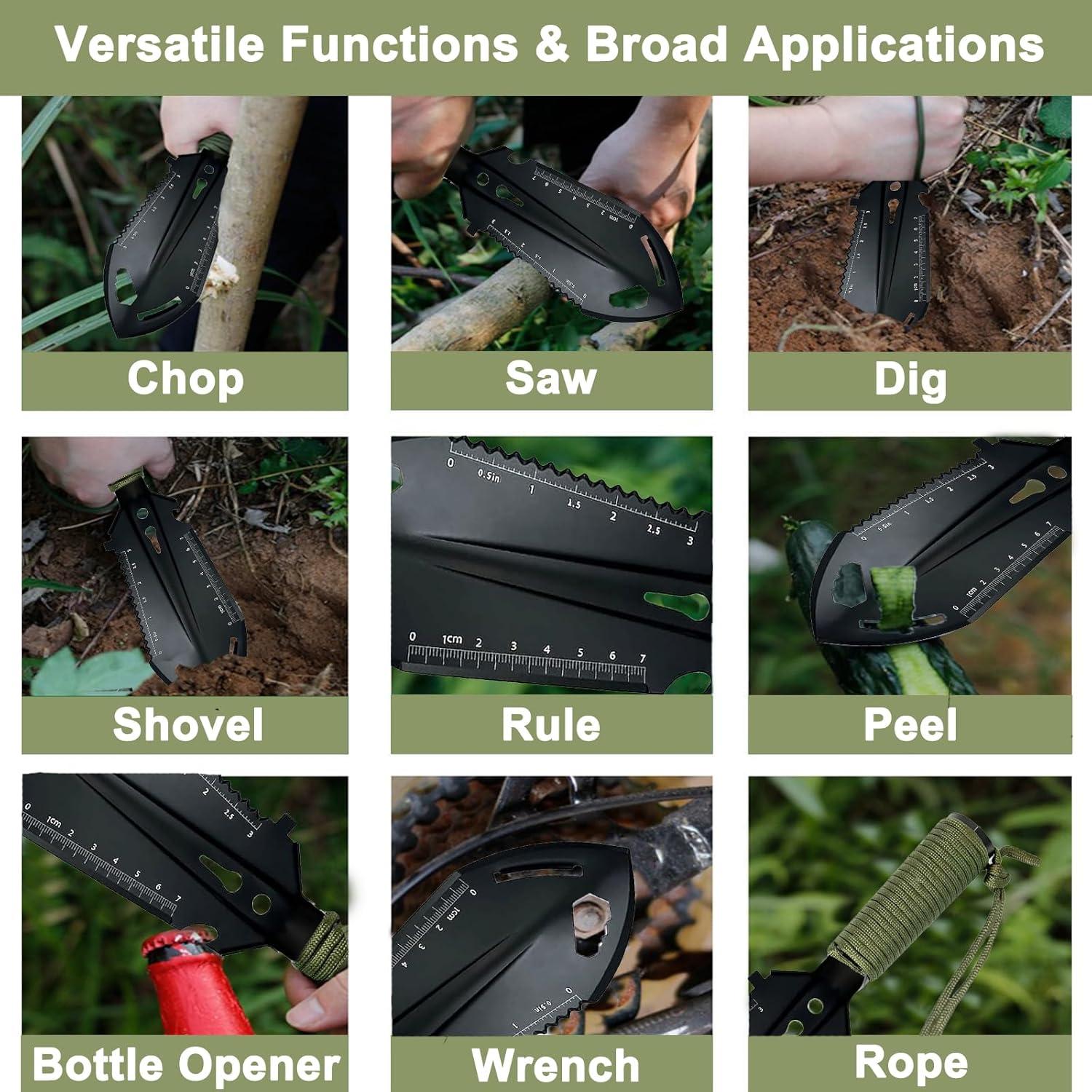 Pala Multiherramienta KEIFUKUH 10 en 1 Ligera para Camping