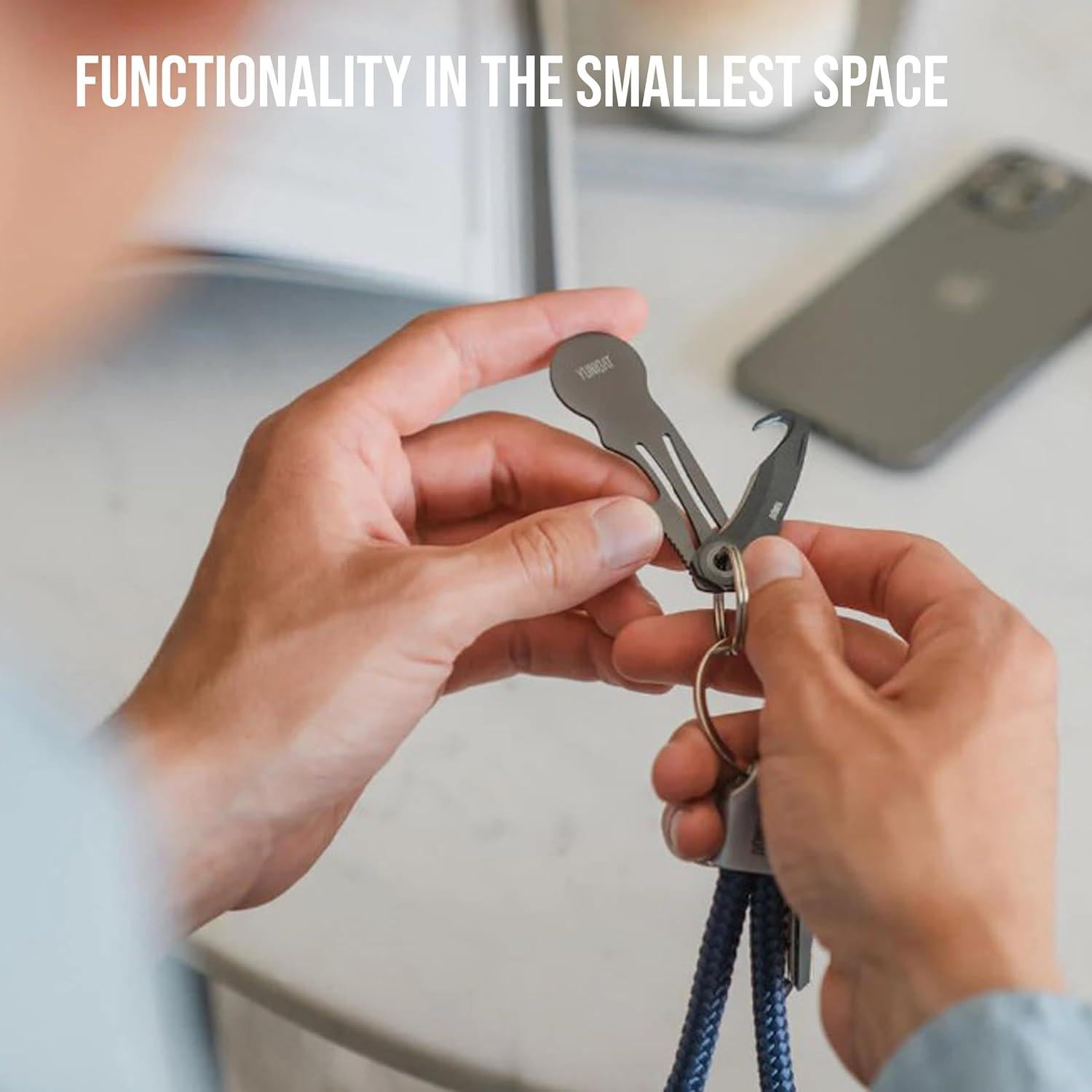 Multiherramienta de Llavero 4 en 1 SOCRATES - Acero Inoxidable