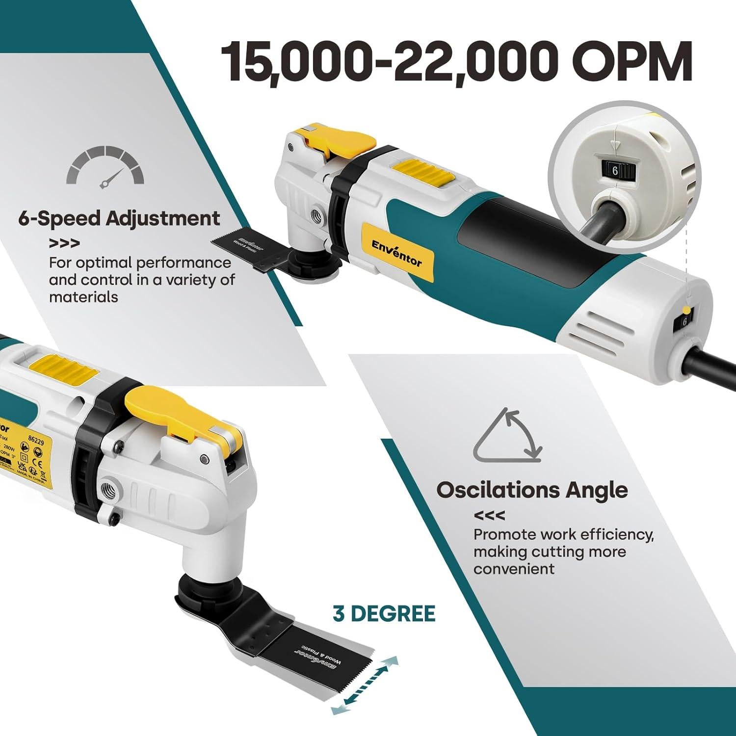 Sierra Oscilante Eléctrica Enventor 260W 43 Accesorios