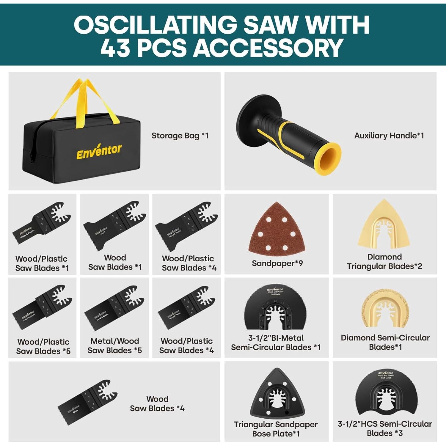 Sierra Oscilante Eléctrica Enventor 260W 43 Accesorios