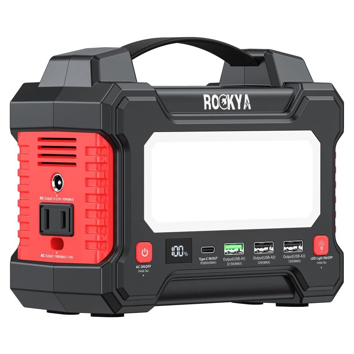 Estación de Energía Portátil ROCKYA 45000mAh 150W con Linterna