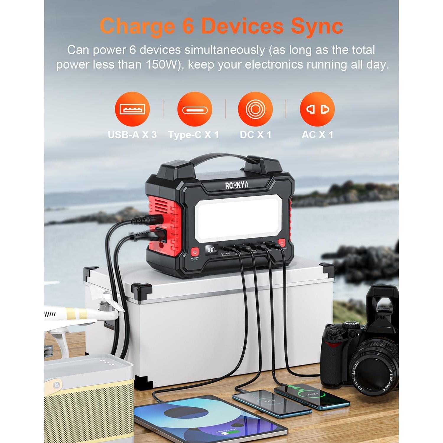 Estación de Energía Portátil ROCKYA 45000mAh 150W con Linterna