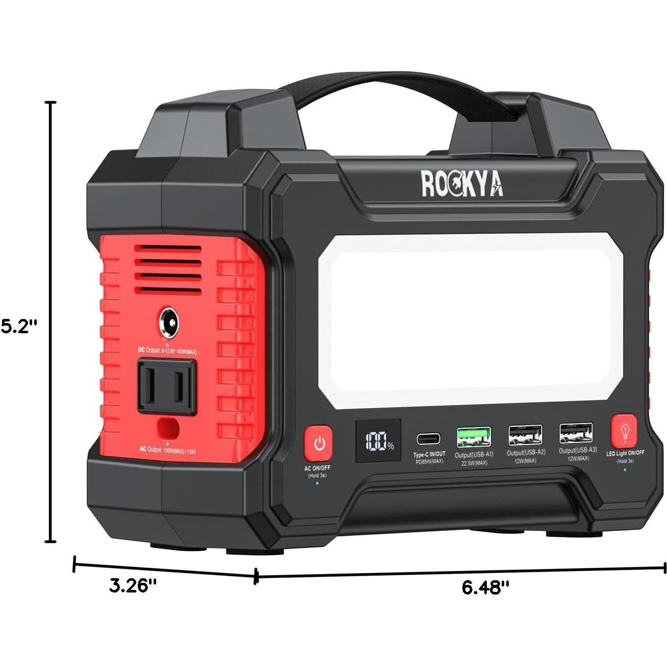 Estación de Energía Portátil ROCKYA 45000mAh 150W con Linterna