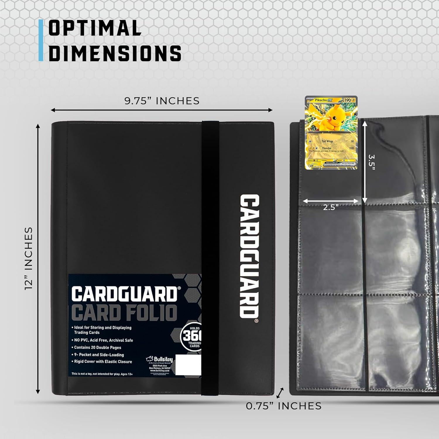 Carpeta de Cartas CardGuard Pro-Folio 9 Bolsillos Negra