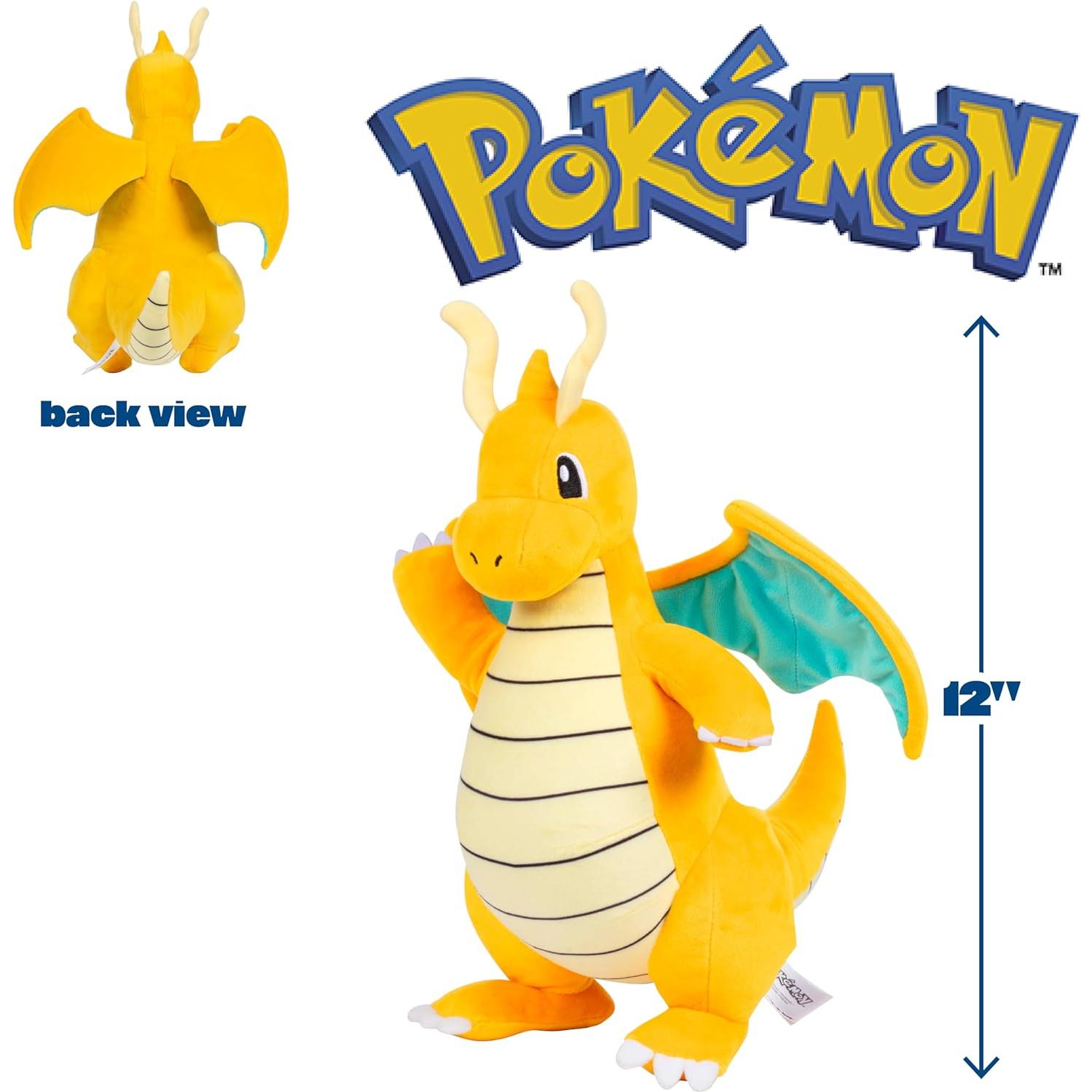 Peluche Pokémon Dragonite 30 cm - Licencia Oficial Jazwares