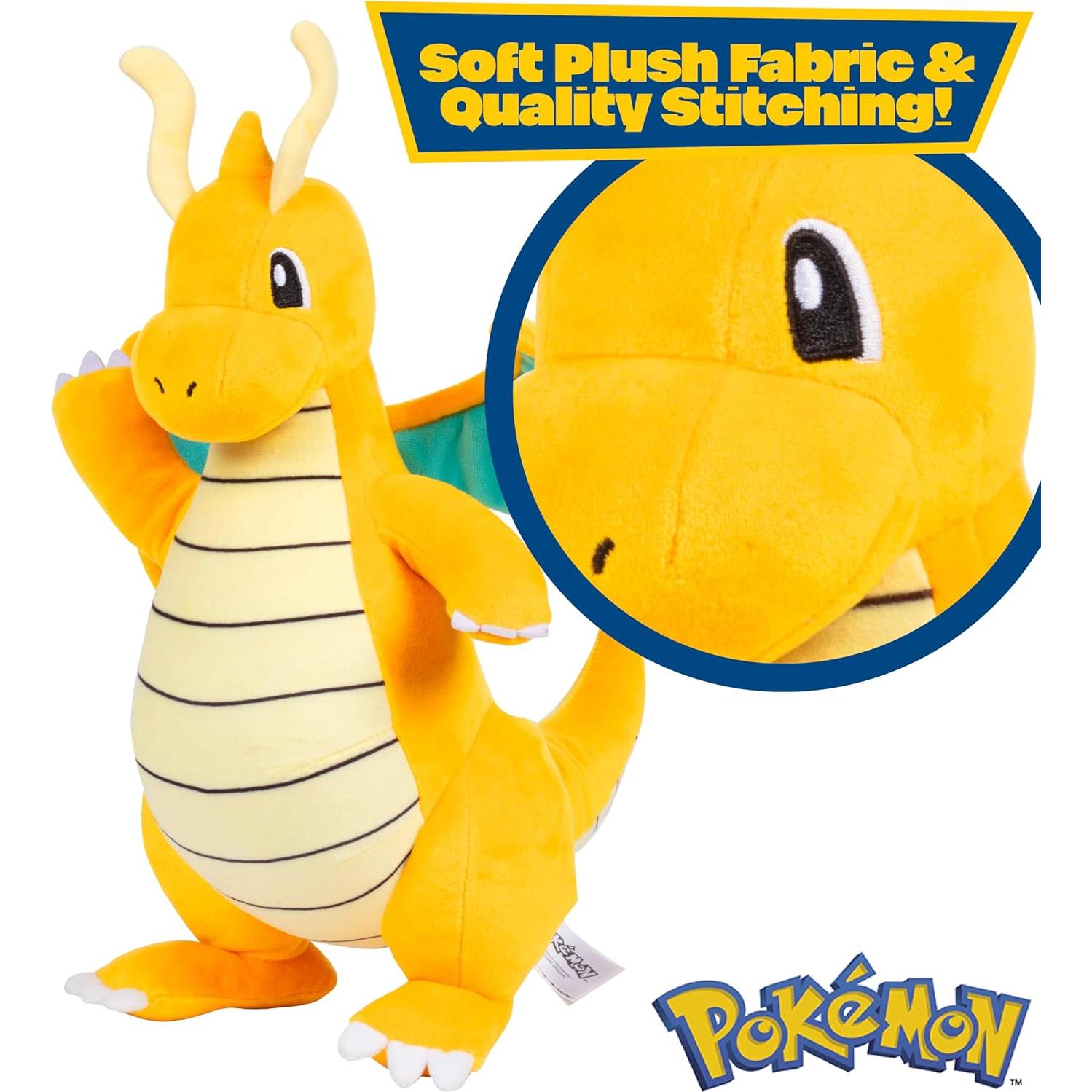 Peluche Pokémon Dragonite 30 cm - Licencia Oficial Jazwares