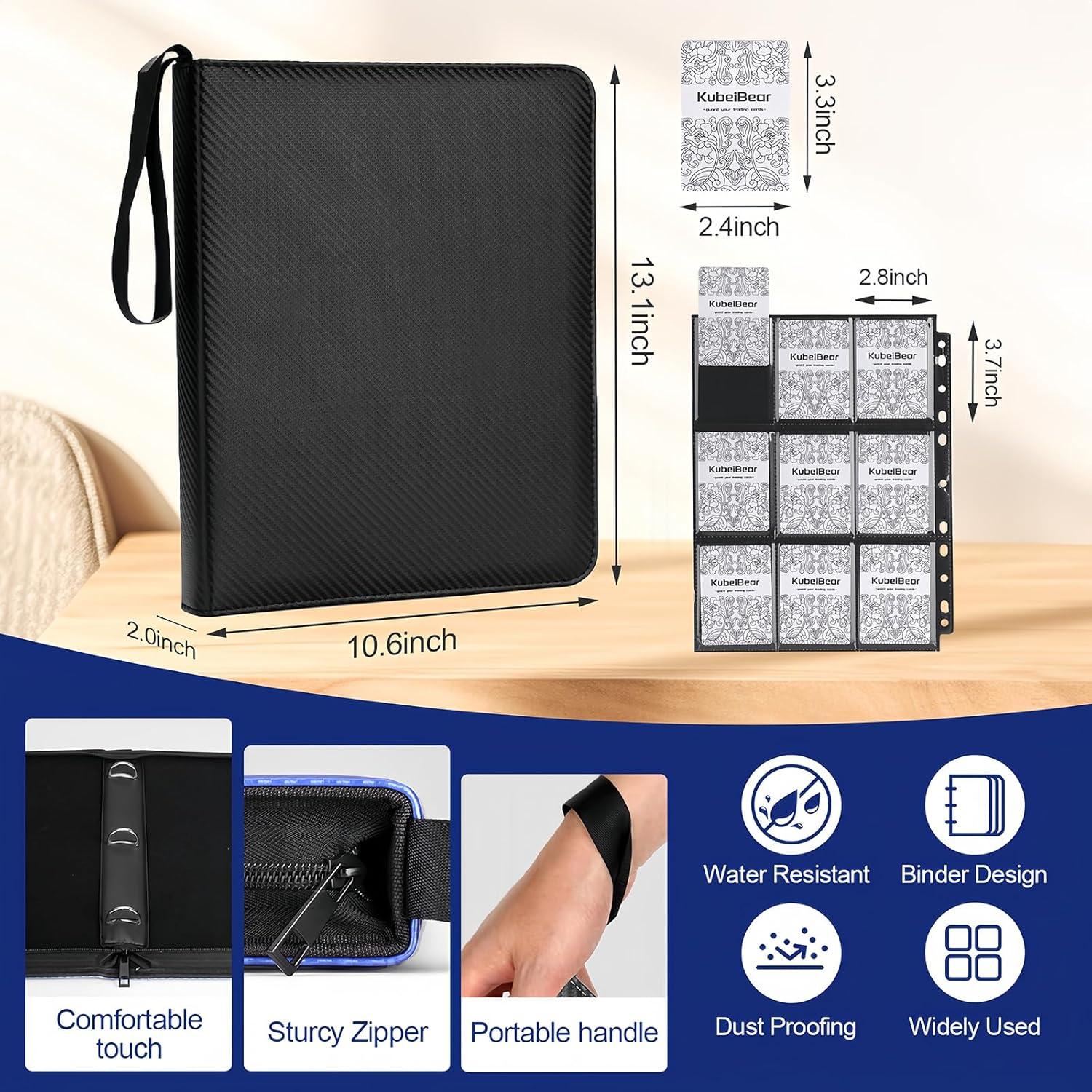 Carpeta de Cartas KuBeiBear 9 Bolsillos Negra 720 Capacidad