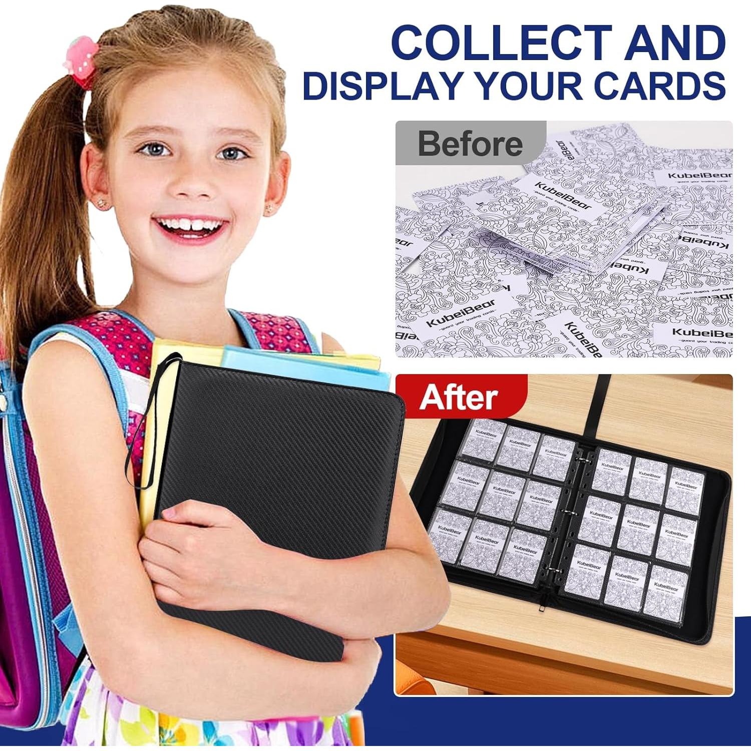 Carpeta de Cartas KuBeiBear 9 Bolsillos Negra 720 Capacidad