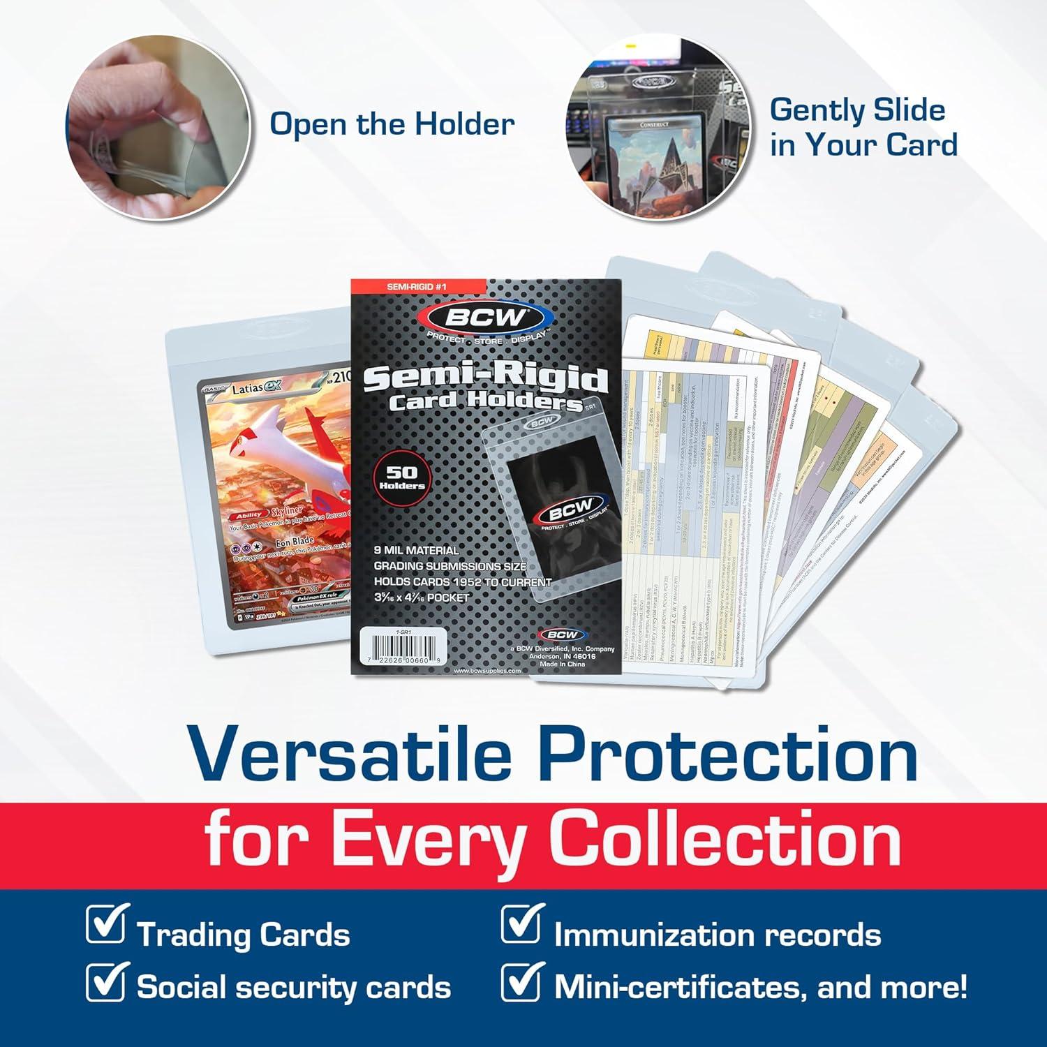 Soporte Semirrígido para Tarjetas BCW - Paquete de 100 - 8.38x11.18cm