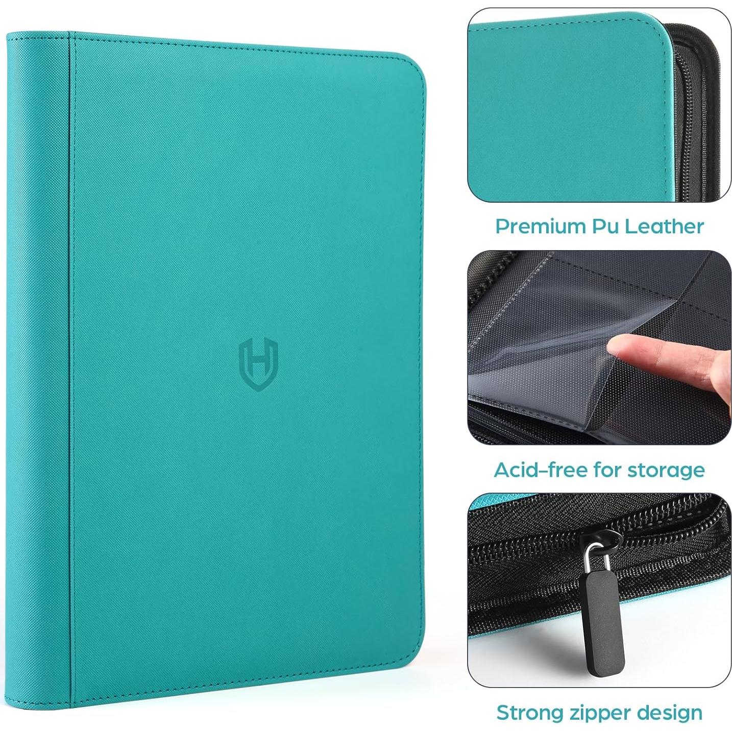 Carpeta de Cartas 9 Bolsillos Pemocyny Verde Azulado