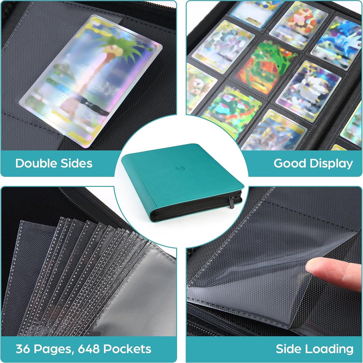 Carpeta de Cartas 9 Bolsillos Pemocyny Verde Azulado