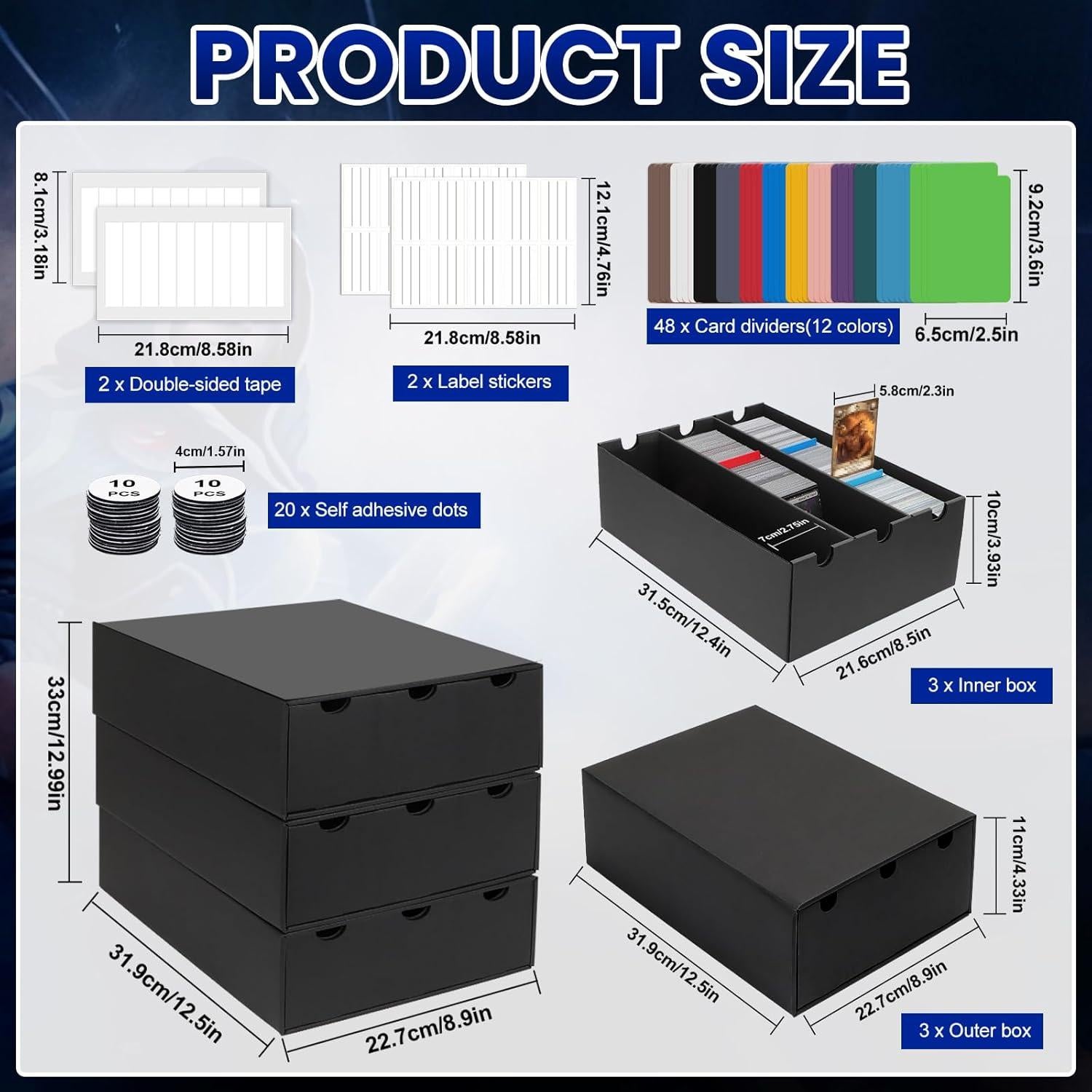 Caja de Almacenamiento de Cartas AOBOPLE 9000+ con Divisores