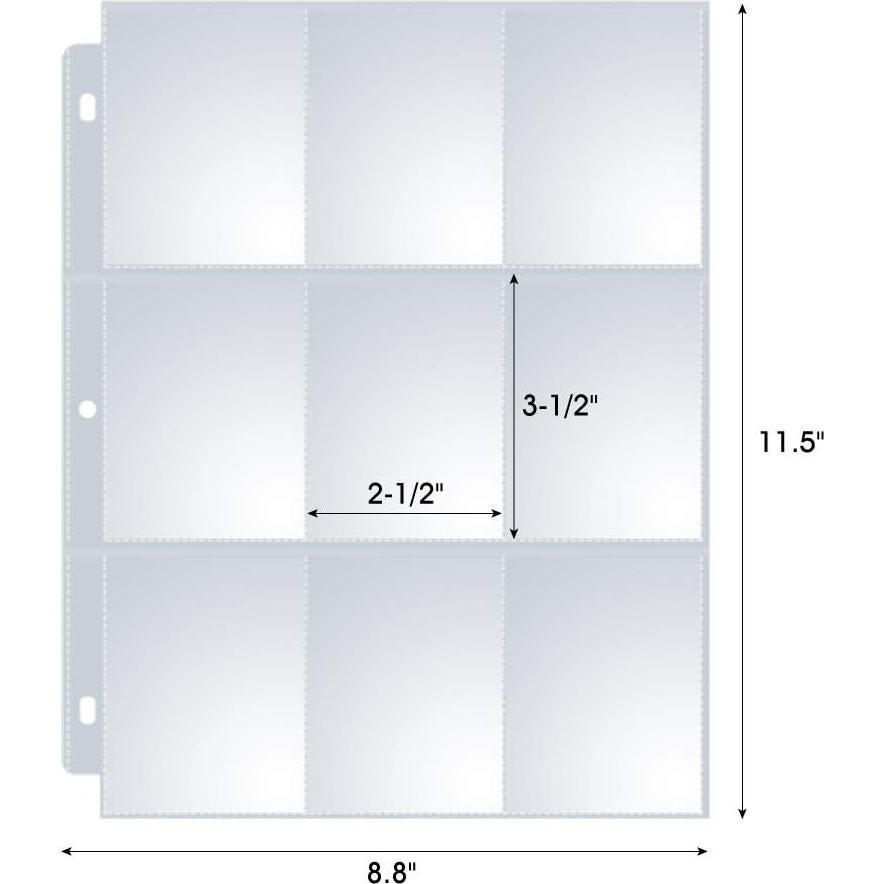 Paquete de 36 Fundas para Tarjetas Sooez 9 Bolsillos Transparente