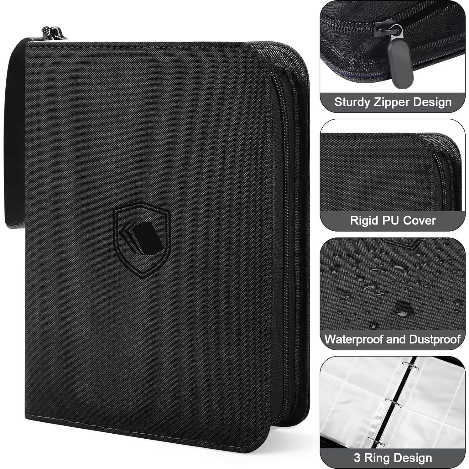 Álbum de Cartas Pemocyny 4 Bolsillos Negro - PU Resistente