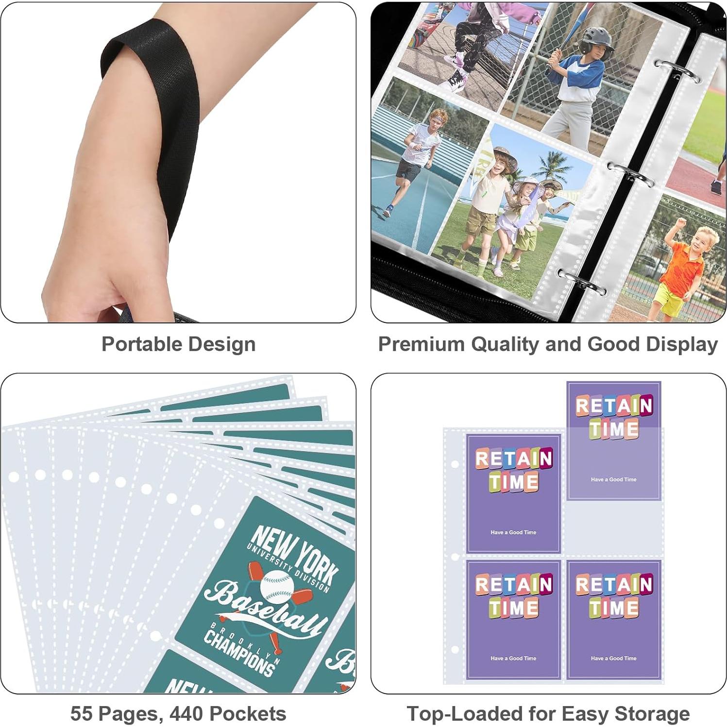 Álbum de Cartas Pemocyny 4 Bolsillos Negro - PU Resistente