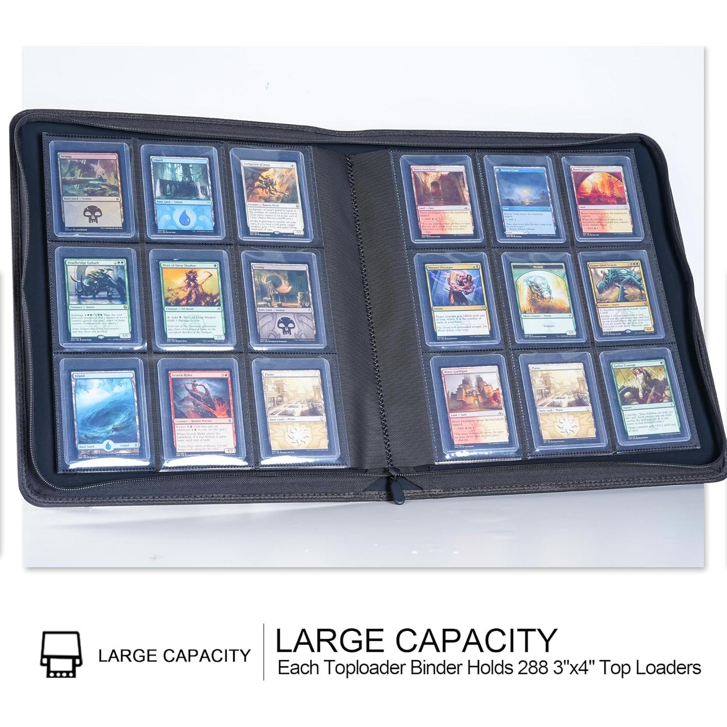 Carpeta Toploader D DACCKIT 288 Tarjetas 3"x4" Negra