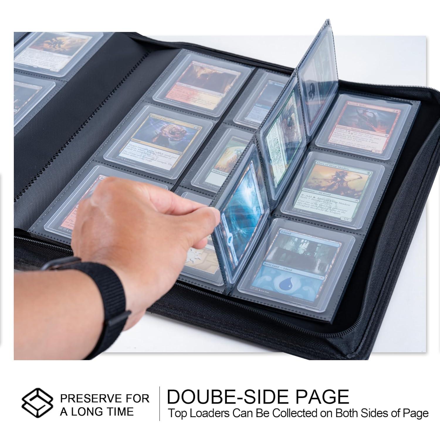 Carpeta Toploader D DACCKIT 288 Tarjetas 3"x4" Negra