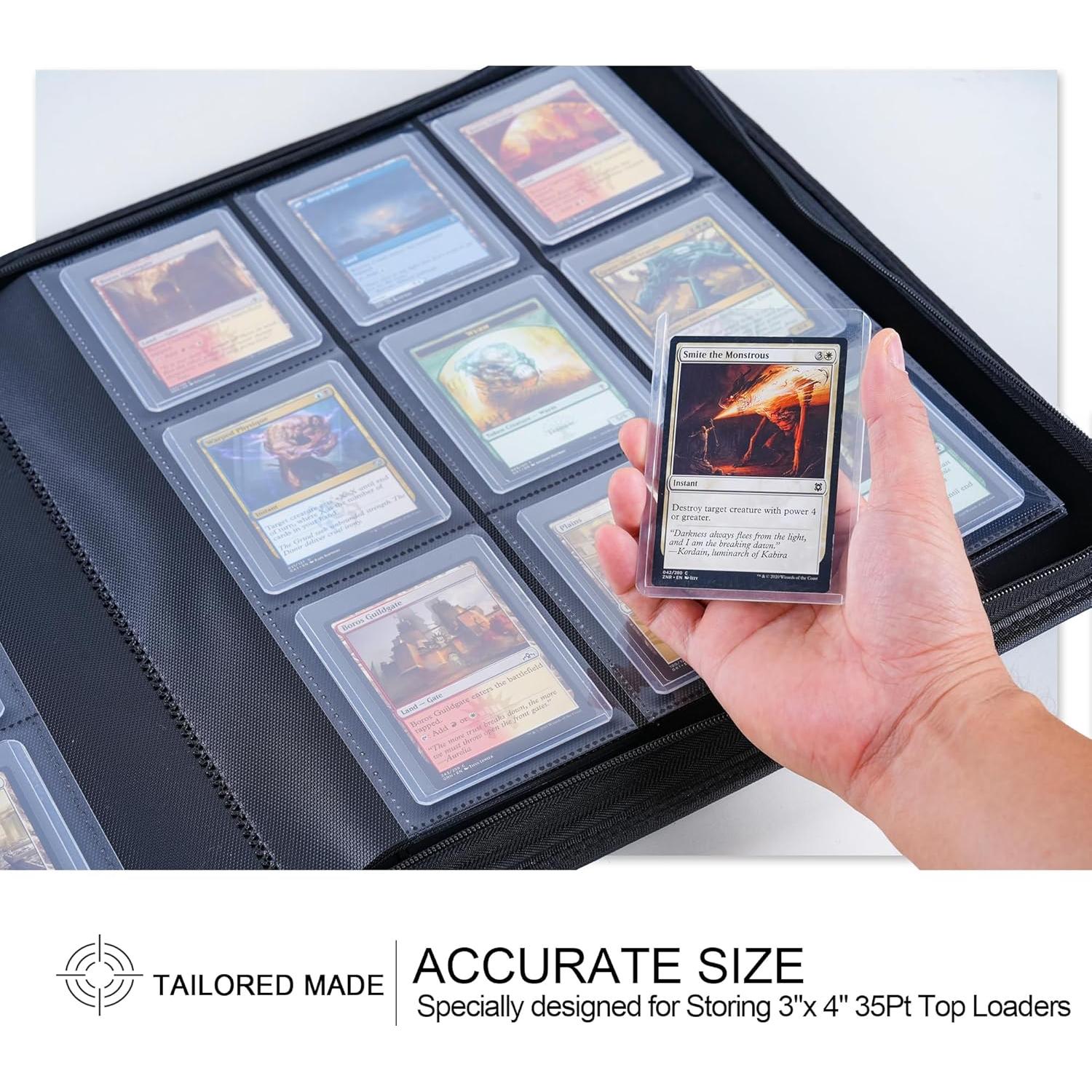 Carpeta Toploader D DACCKIT 288 Tarjetas 3"x4" Negra