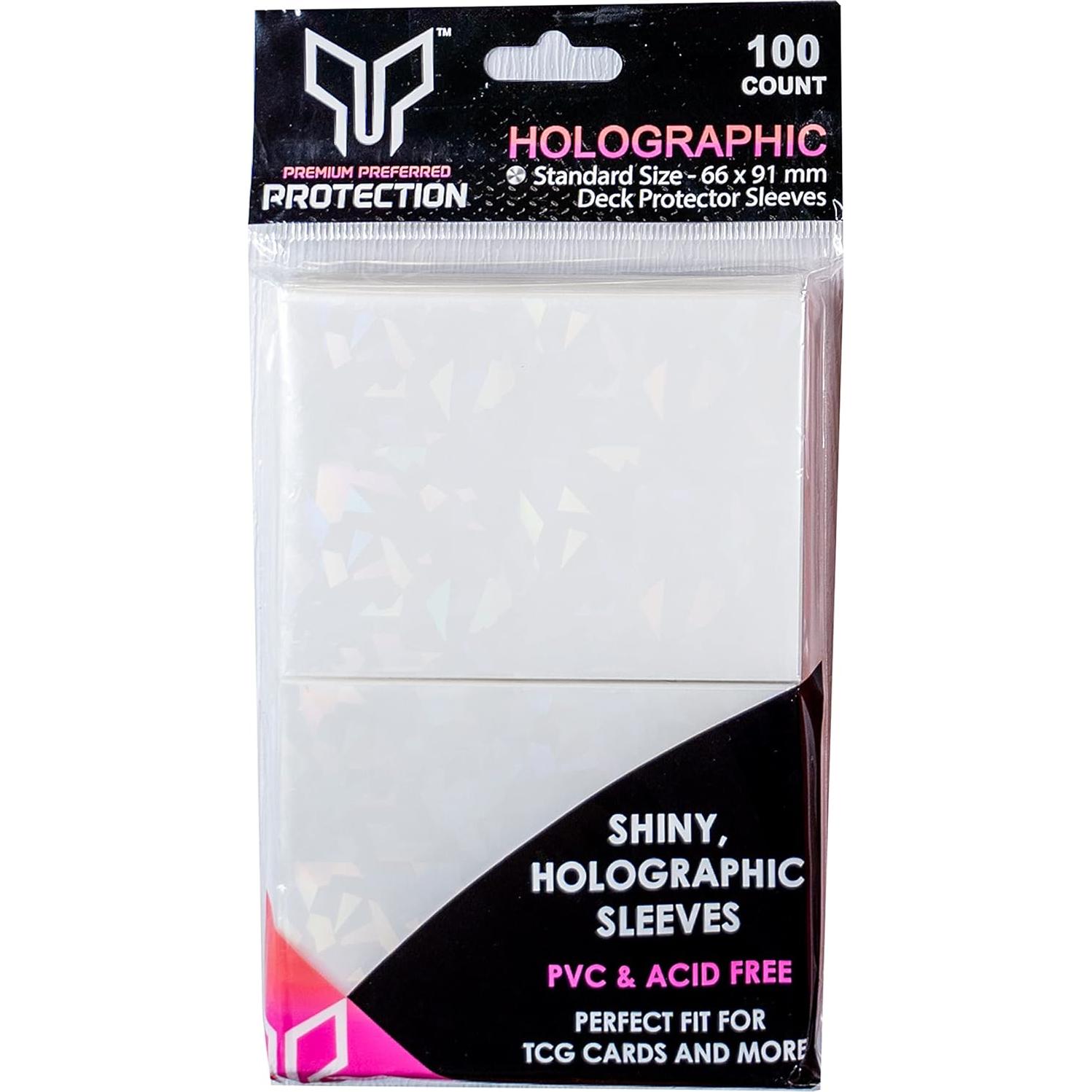 100 Fundas Holográficas Blancas Perfect Fit 66x91mm - Protección Premium