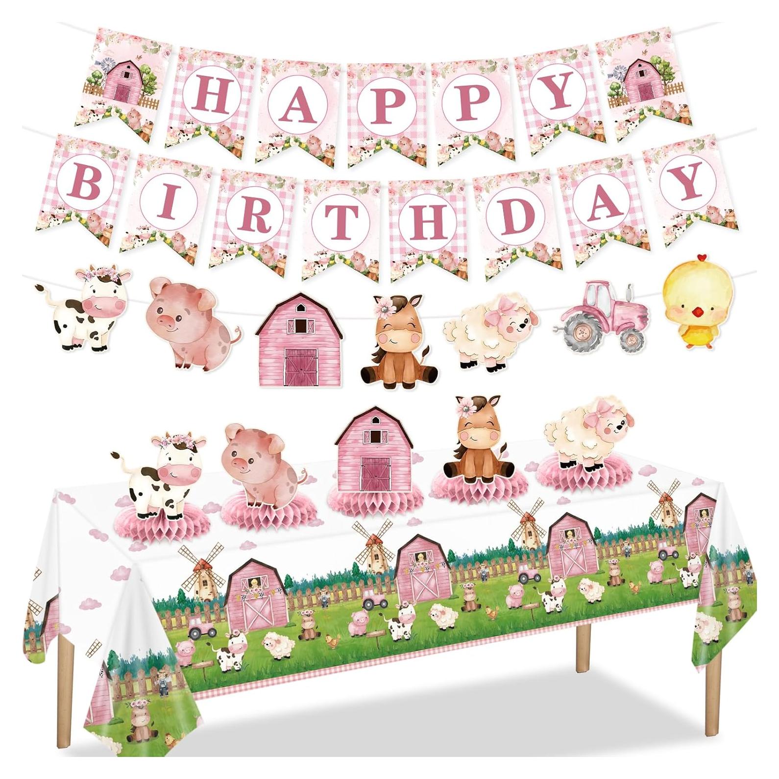 Decoraciones de Cumpleaños Granja Rosa Innovoscape 6 Piezas