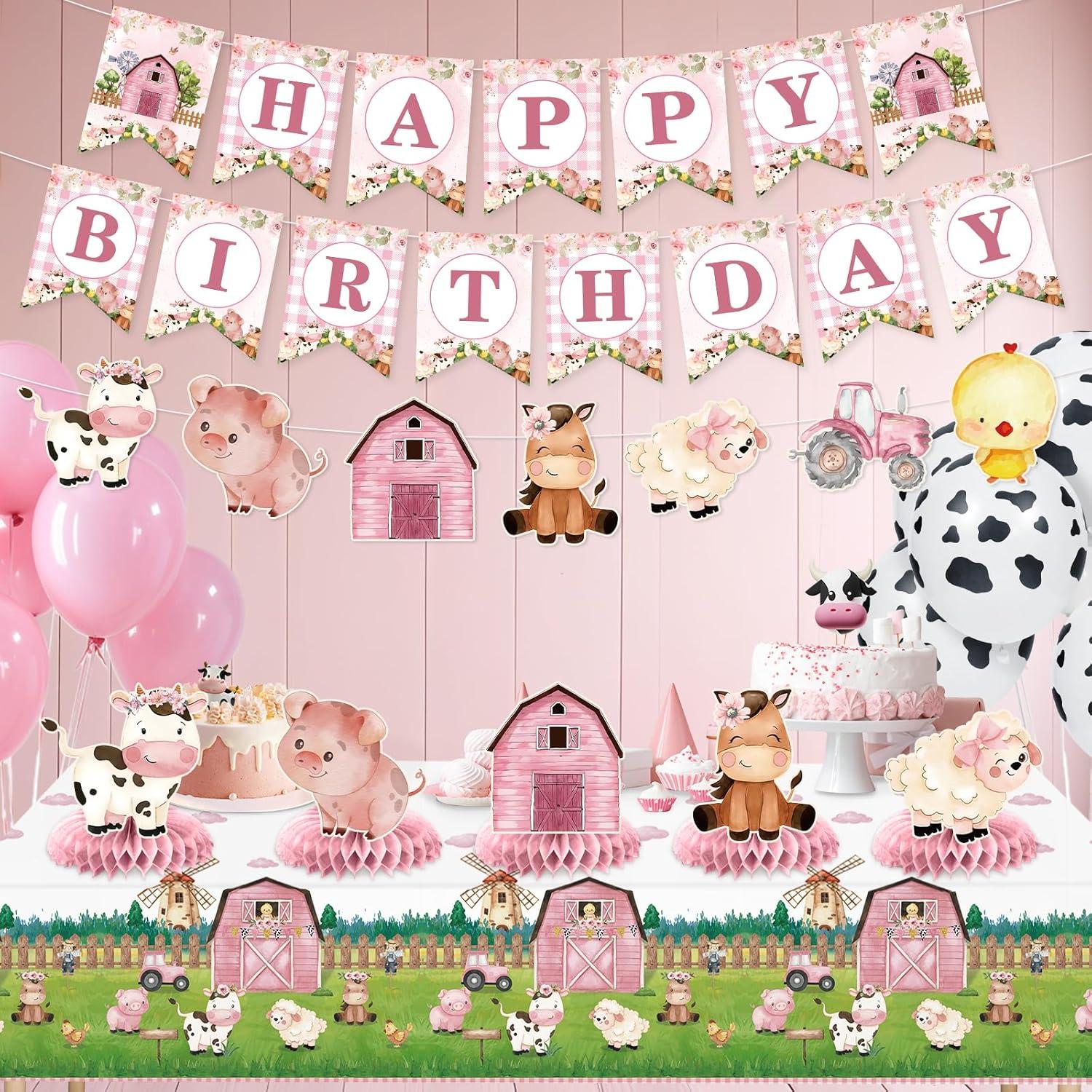 Decoraciones de Cumpleaños Granja Rosa Innovoscape 6 Piezas