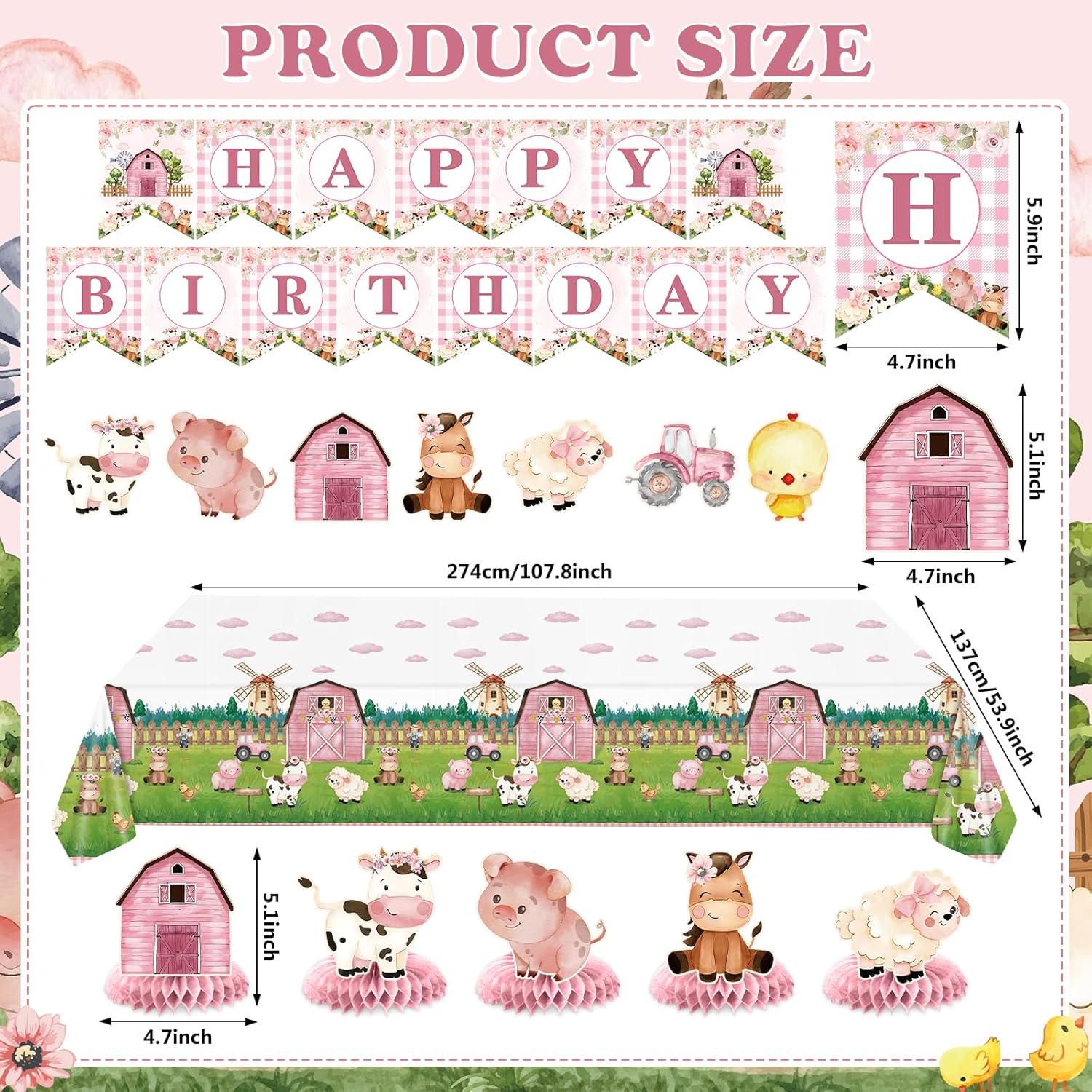 Decoraciones de Cumpleaños Granja Rosa Innovoscape 6 Piezas