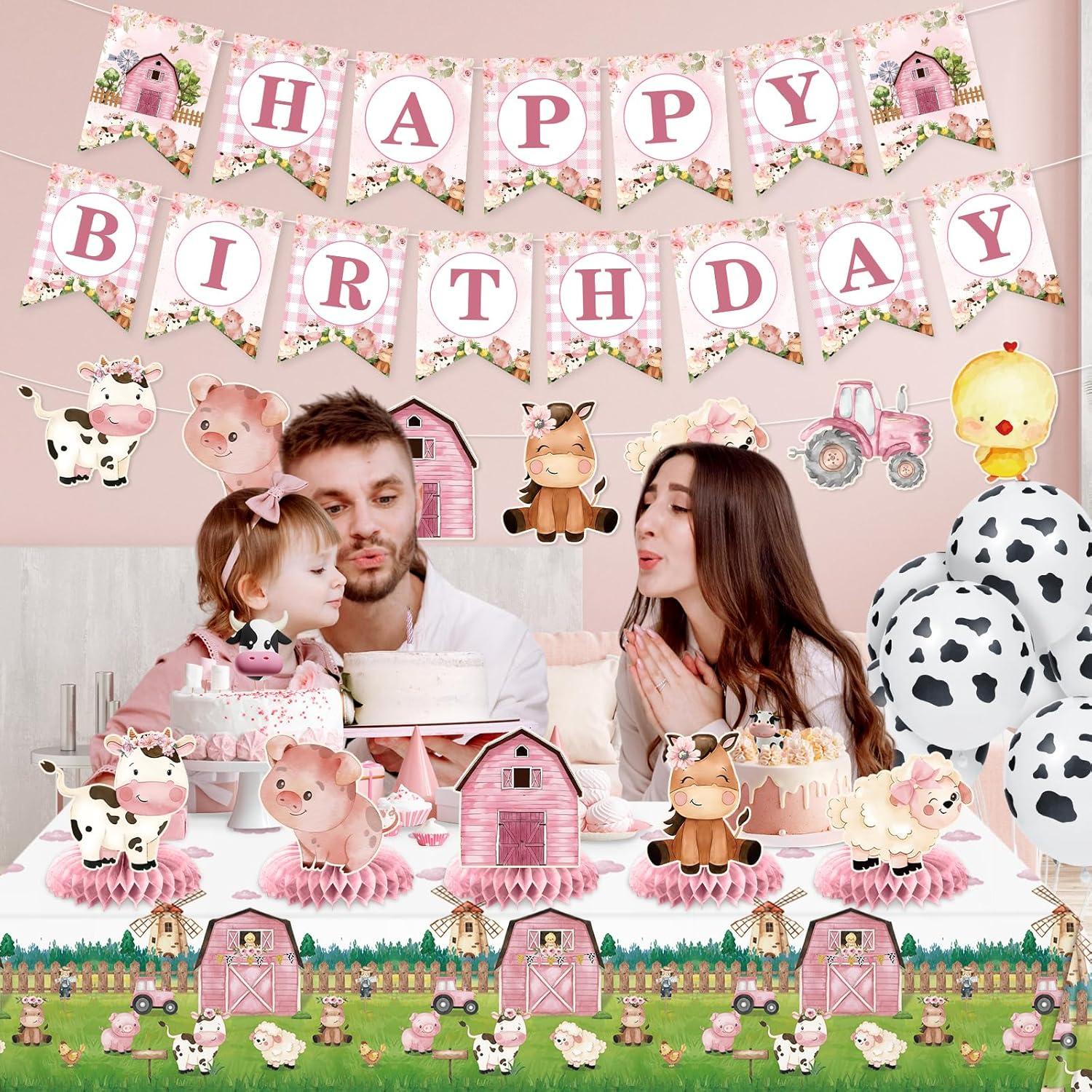 Decoraciones de Cumpleaños Granja Rosa Innovoscape 6 Piezas