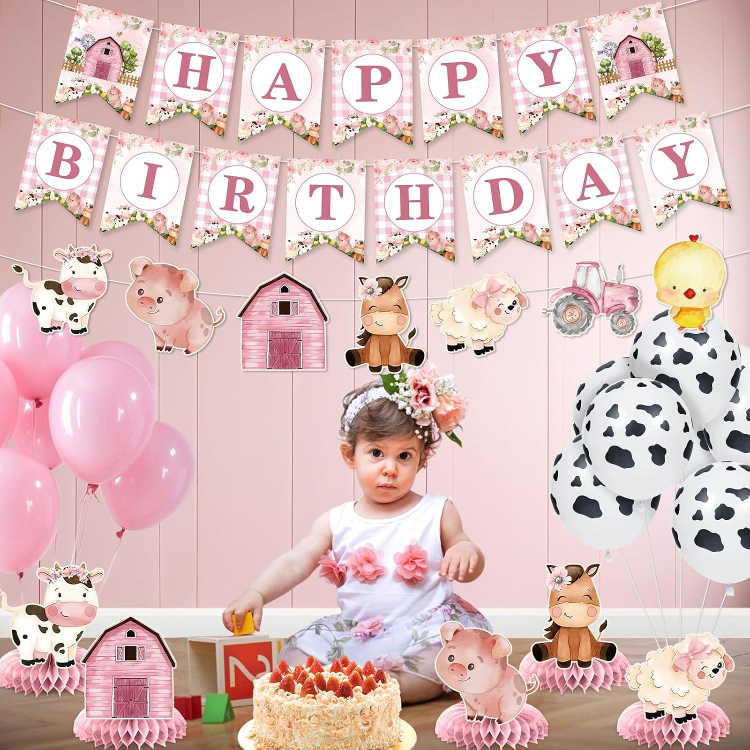 Decoraciones de Cumpleaños Granja Rosa Innovoscape 6 Piezas