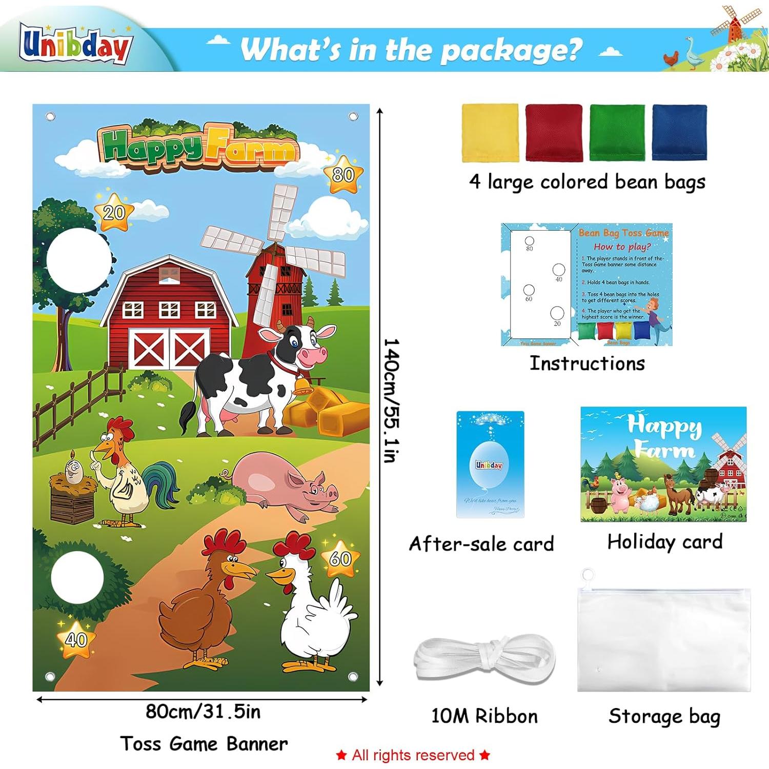 Juego de Lanzamiento de Sacos de Frijoles Unibday - Fiesta de Granja