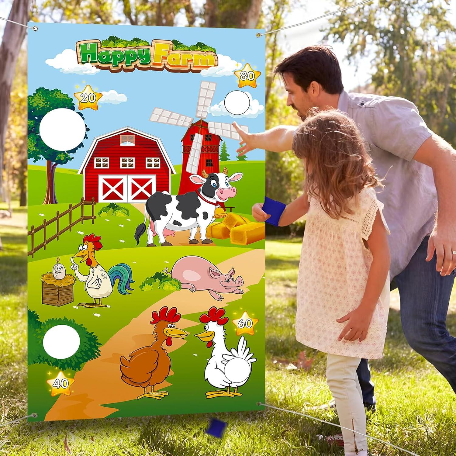 Juego de Lanzamiento de Sacos de Frijoles Unibday - Fiesta de Granja