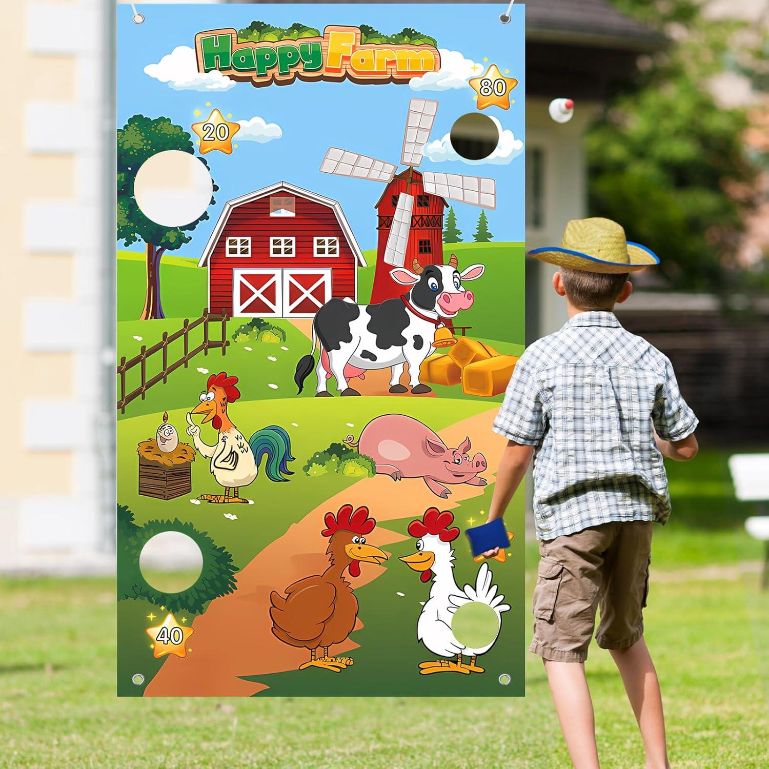 Juego de Lanzamiento de Sacos de Frijoles Unibday - Fiesta de Granja