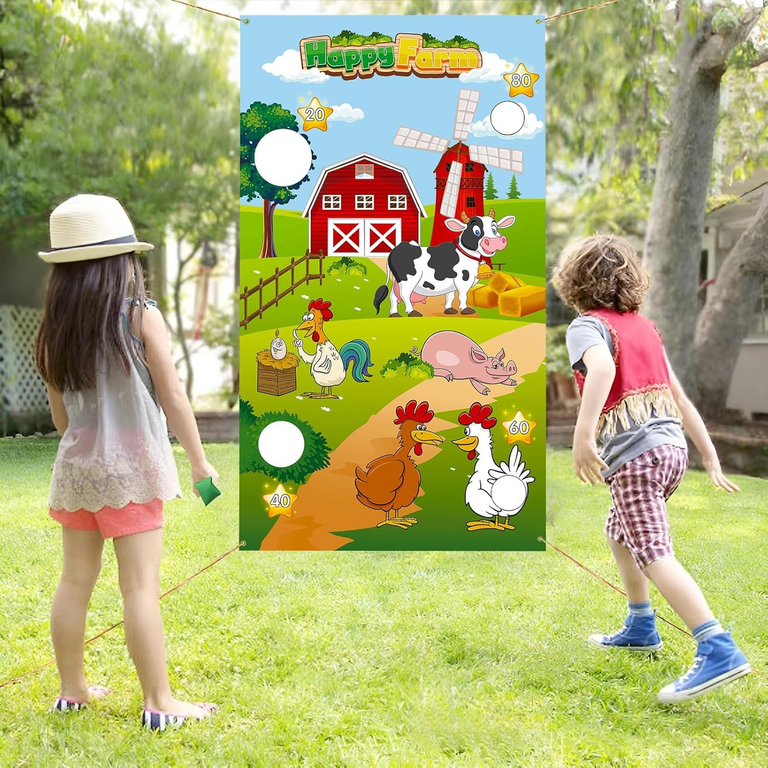 Juego de Lanzamiento de Sacos de Frijoles Unibday - Fiesta de Granja