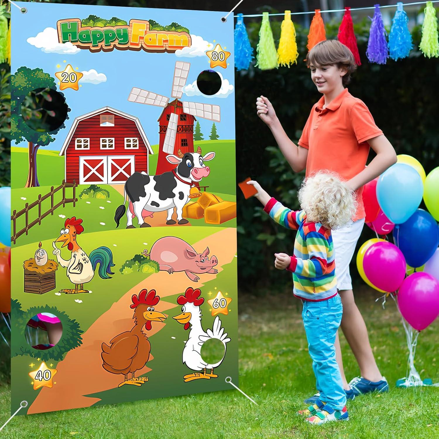 Juego de Lanzamiento de Sacos de Frijoles Unibday - Fiesta de Granja